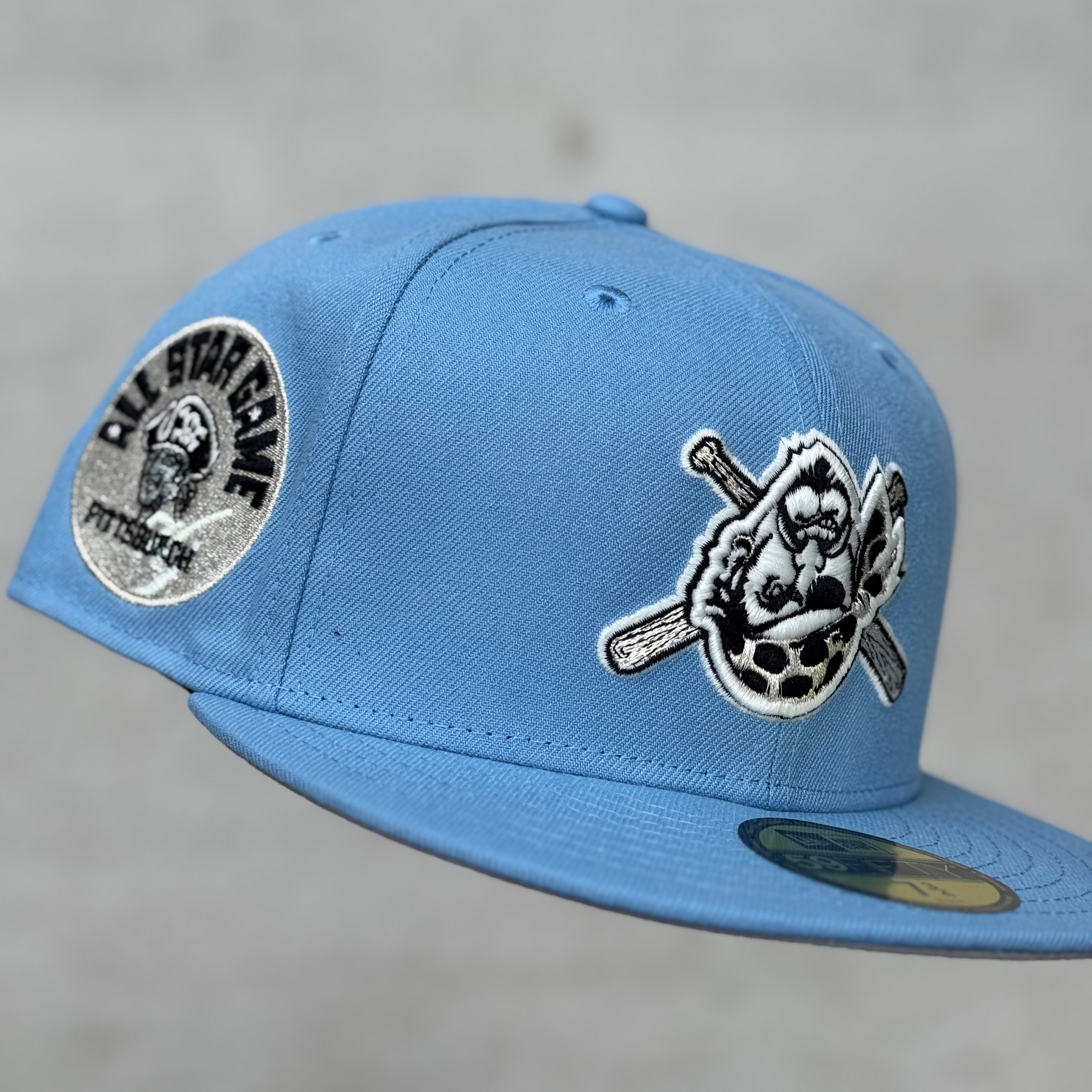 Pittsburgh Pirates Upside Down Glow In The Dark 1974 All Star Game Side Patch Fitted Hat New Era 5950 (Sky Blue / Black / Silver / White / Iris / Gray/ GITD)