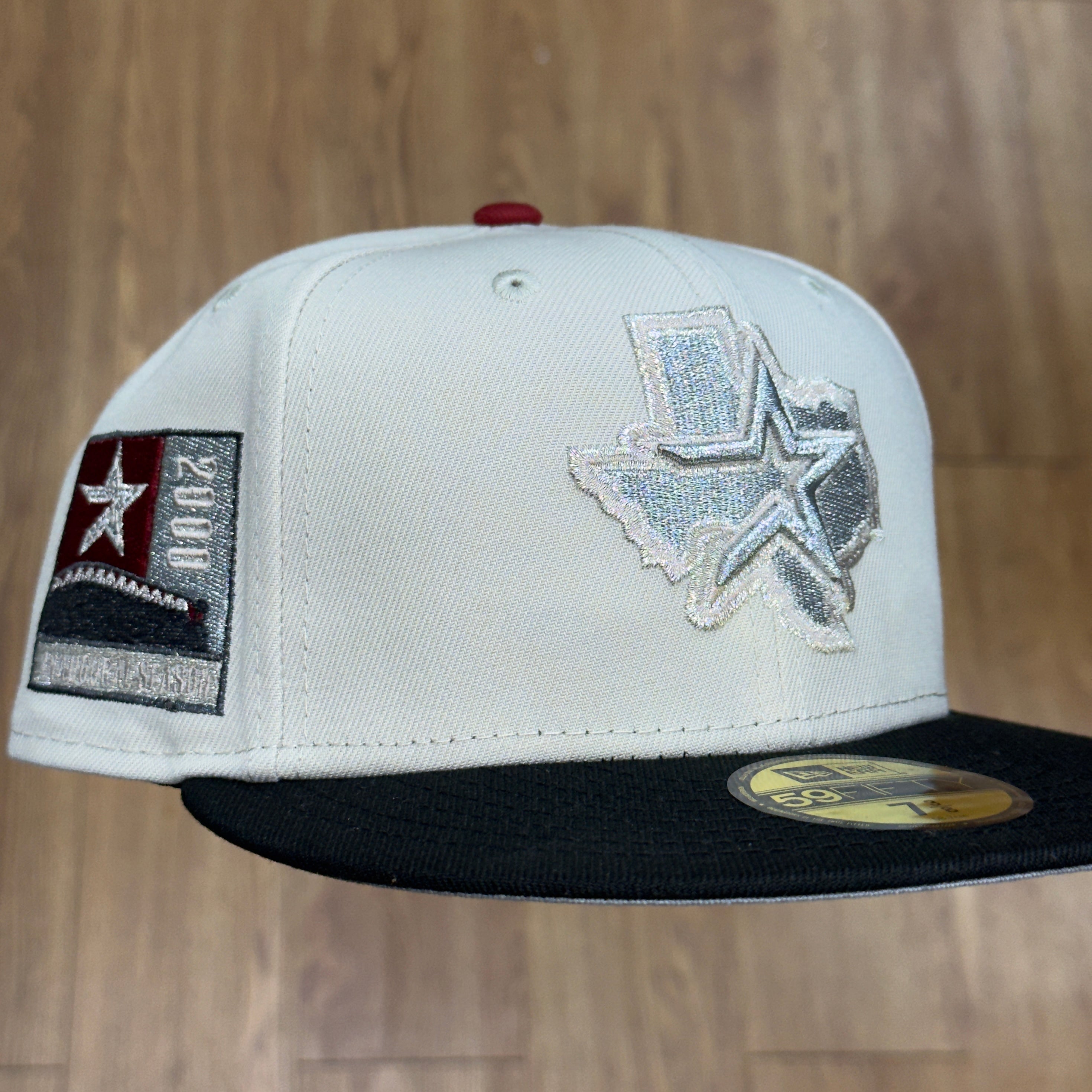 Houston Astros 2000 Inaugural Season Side Patch Fitted Hat New Era 5950 (Stone/Black/Silver/Aluminum/Burgandy/Gray)