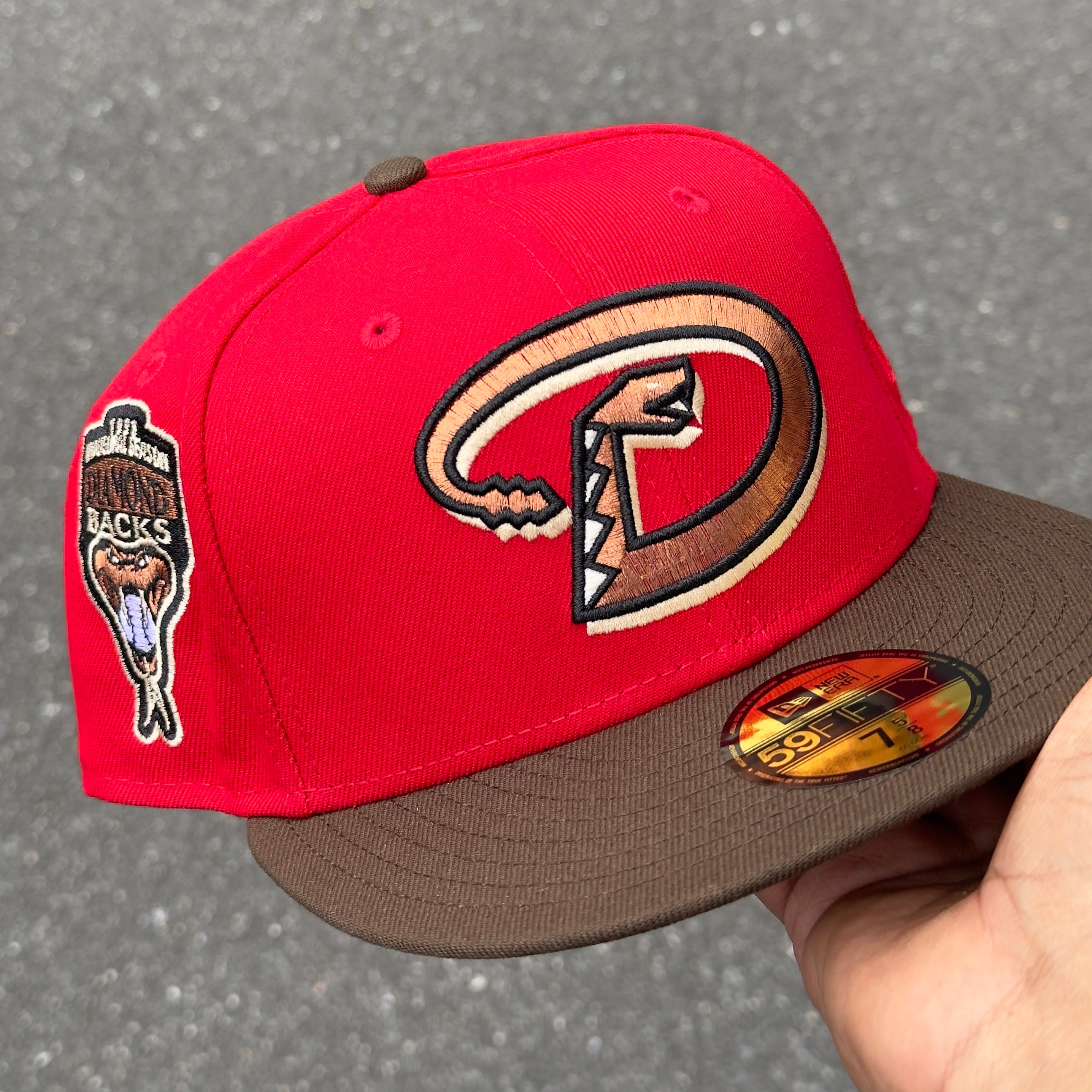 Arizona Diamondbacks 1998 Inaugural Season Side Patch Fitted Hat New Era 5950 (Red/Brown/Copper/Black/Tan/Seashell/Gray)White/Gray)