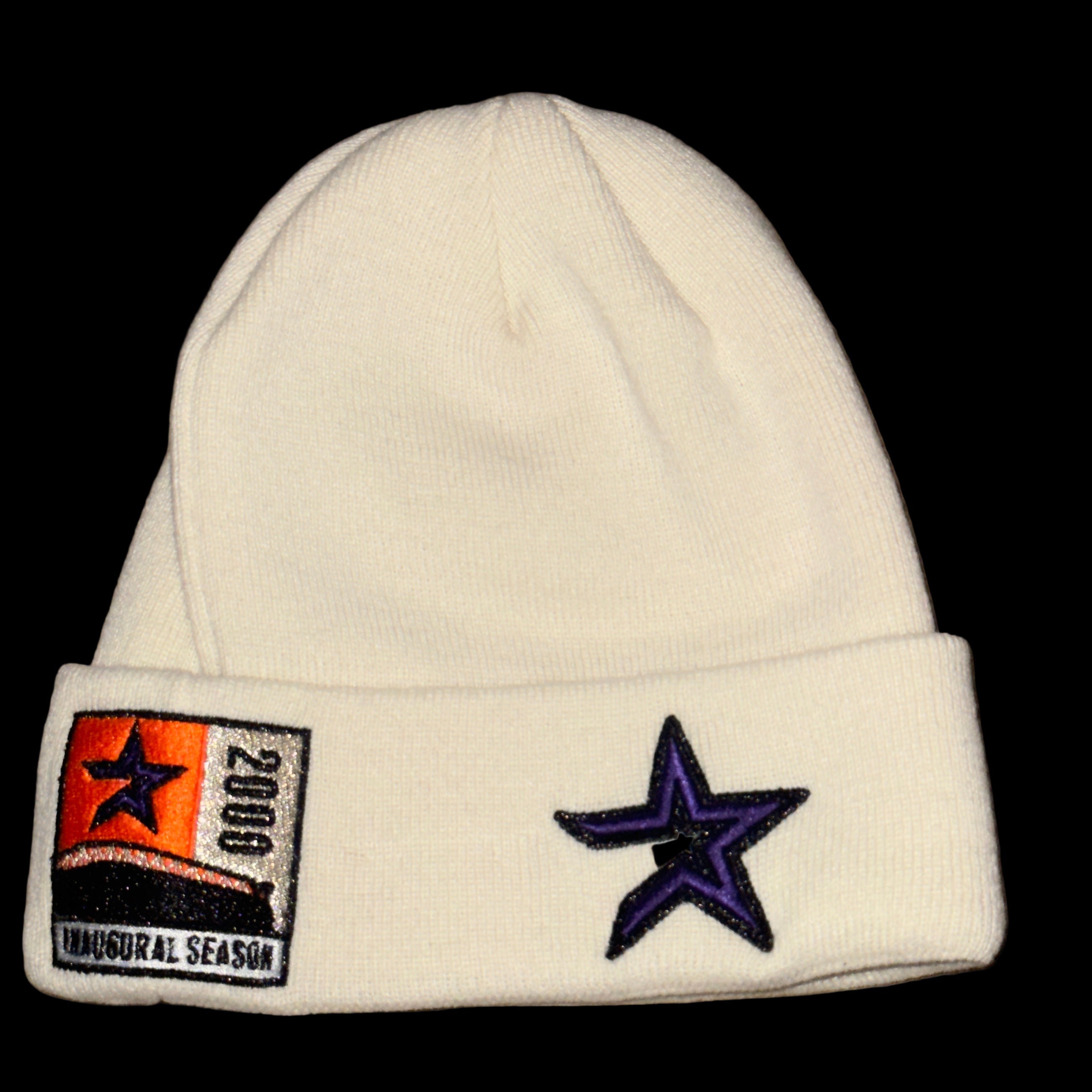 Houston Astros 2005 World Series Side Patch New Era Beanie Knit Hat (Off White/Orange/Purple/Black/Silver)