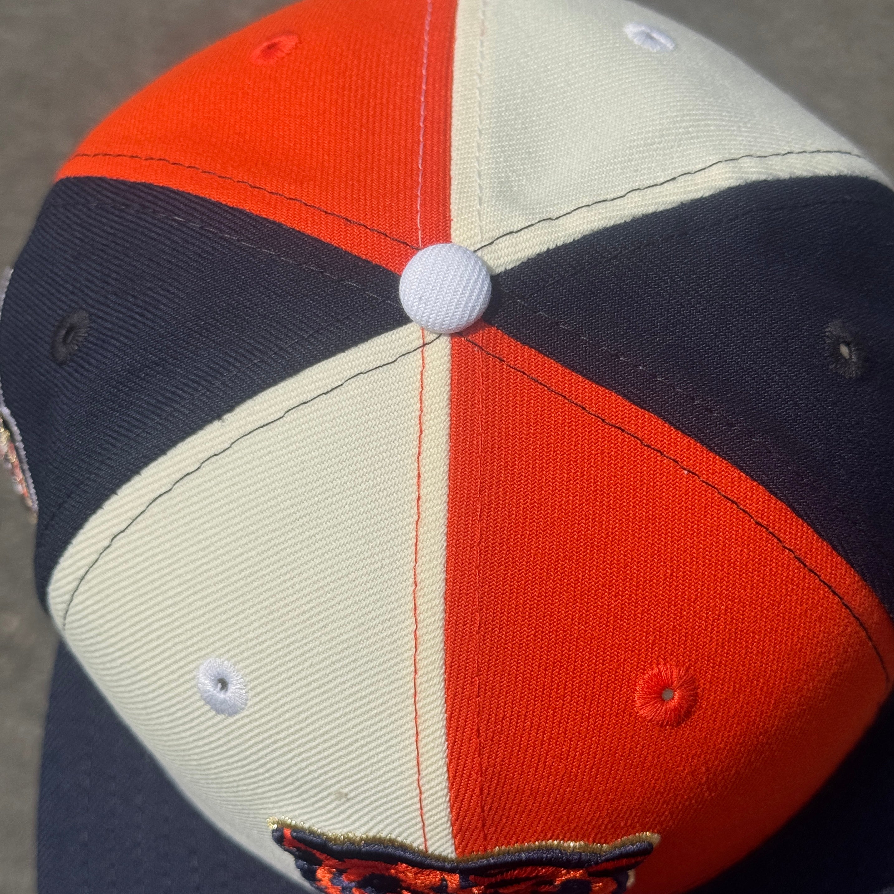 Chicago Bears Pinwheel 2000 Draft Side Patch Fitted Hat NFL New Era 5950 (Off White/Navy/Orange/Gold/Gray)