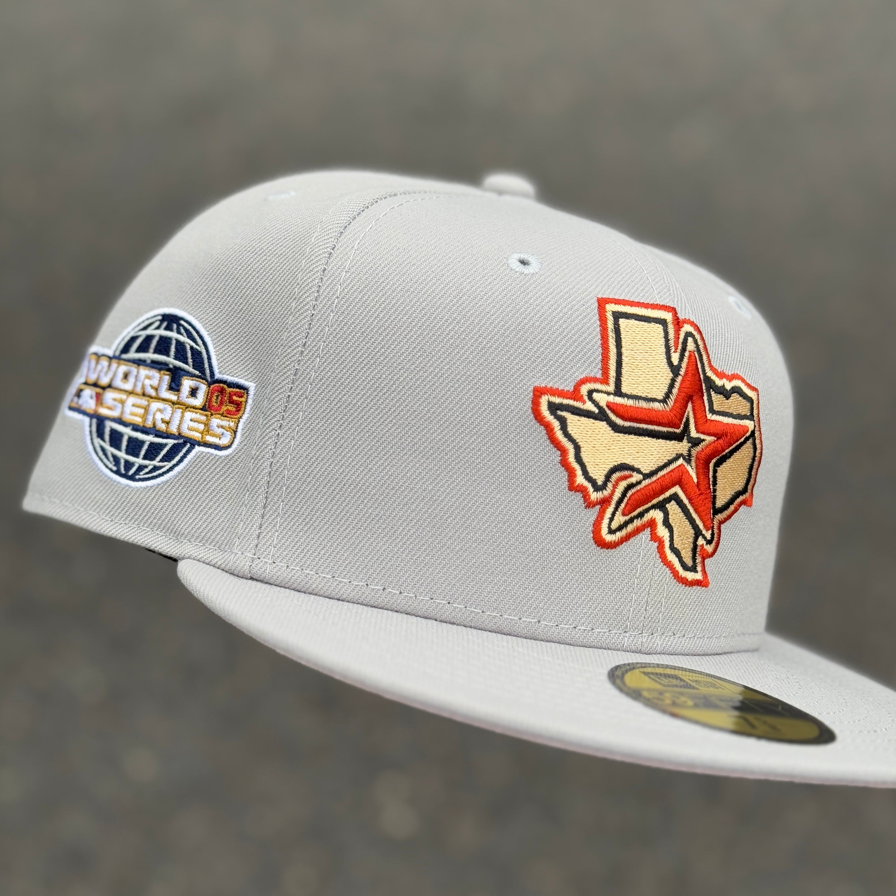 Houston Astros State Map 2005 World Series Side Patch Fitted Hat New Era 5950 (Grey/Seashell/Brick Red/Blue/White/Pink)
