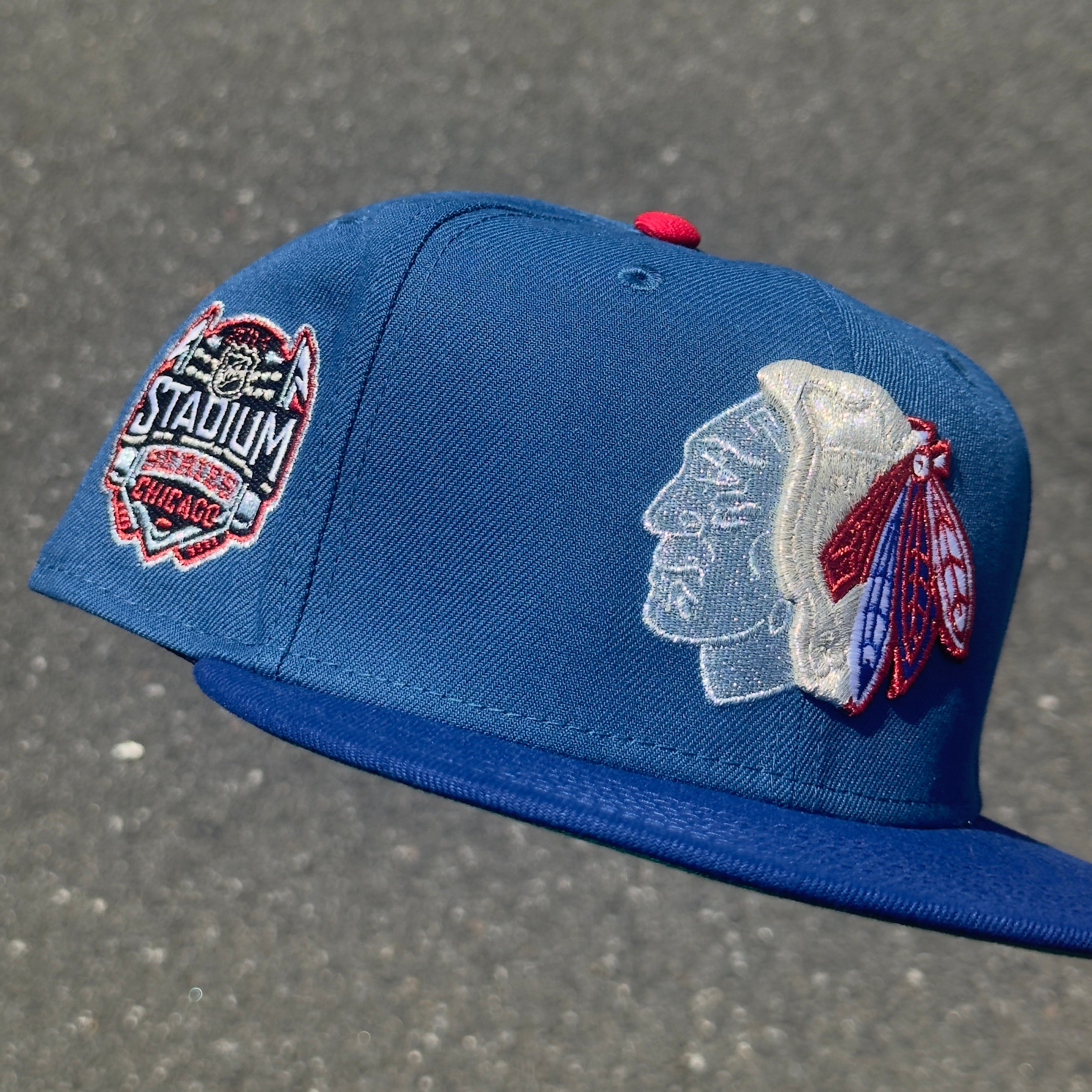 Chicago Blackhawks 2014 Stadium Series Side Patch NHL Fitted Hat New Era 5950 (Blue/Red/Silver/Green)