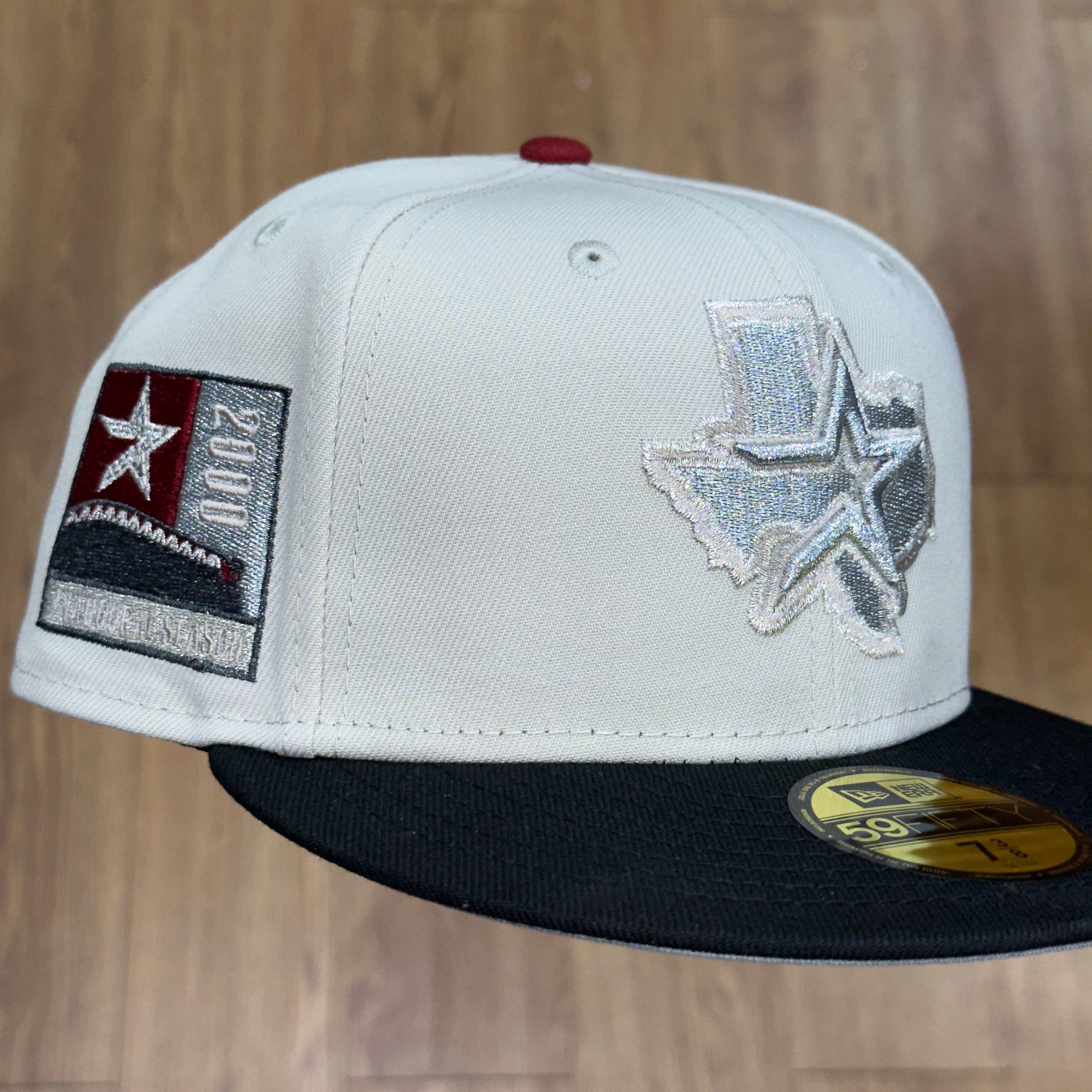 Houston Astros 2000 Inaugural Season Side Patch Fitted Hat New Era 5950 (Stone/Black/Silver/Aluminum/Burgandy/Gray)