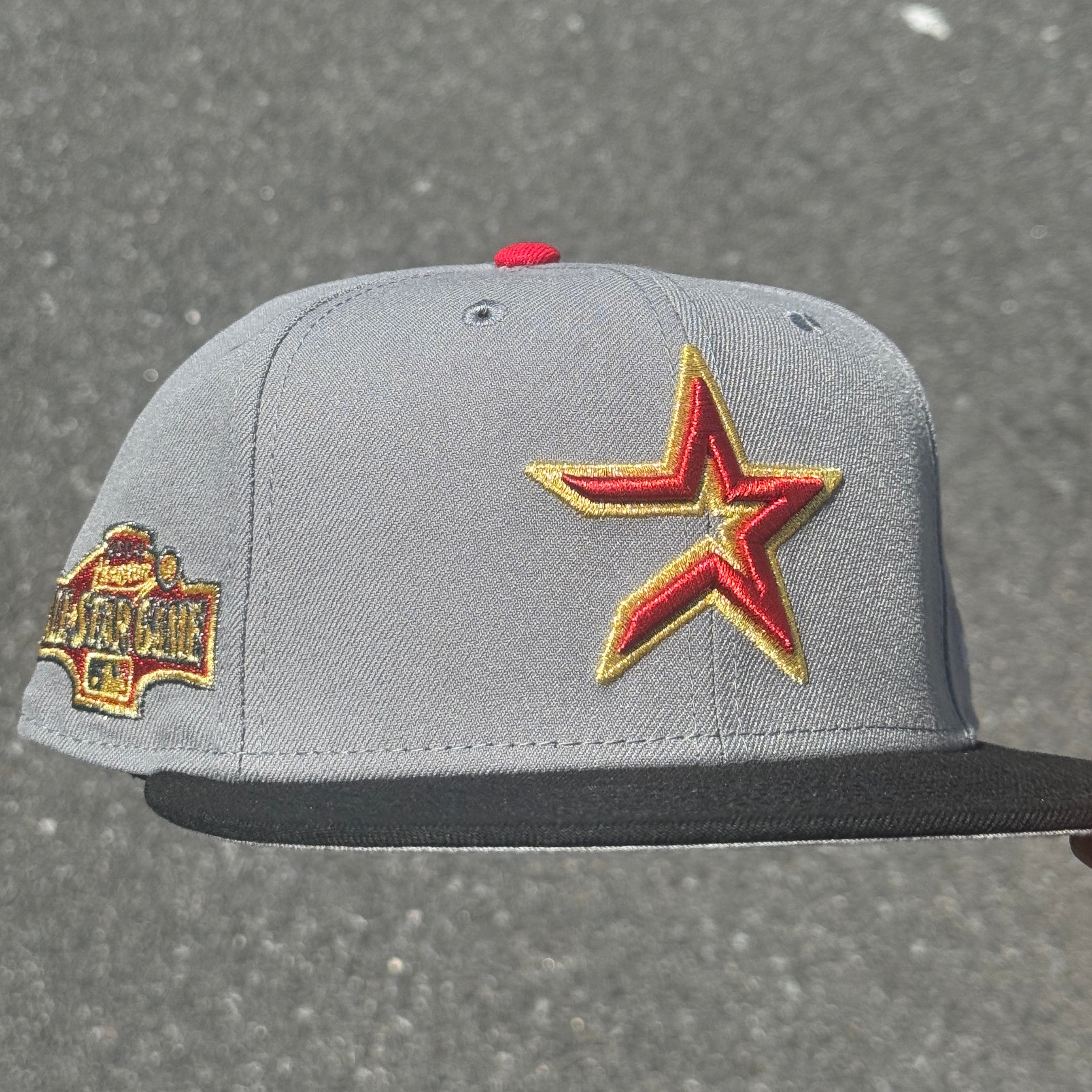 Houston Astros 2004 All Star Game Side Patch Fitted Hat New Era 5950 (Gray/Black/Gold/Red/Gray)