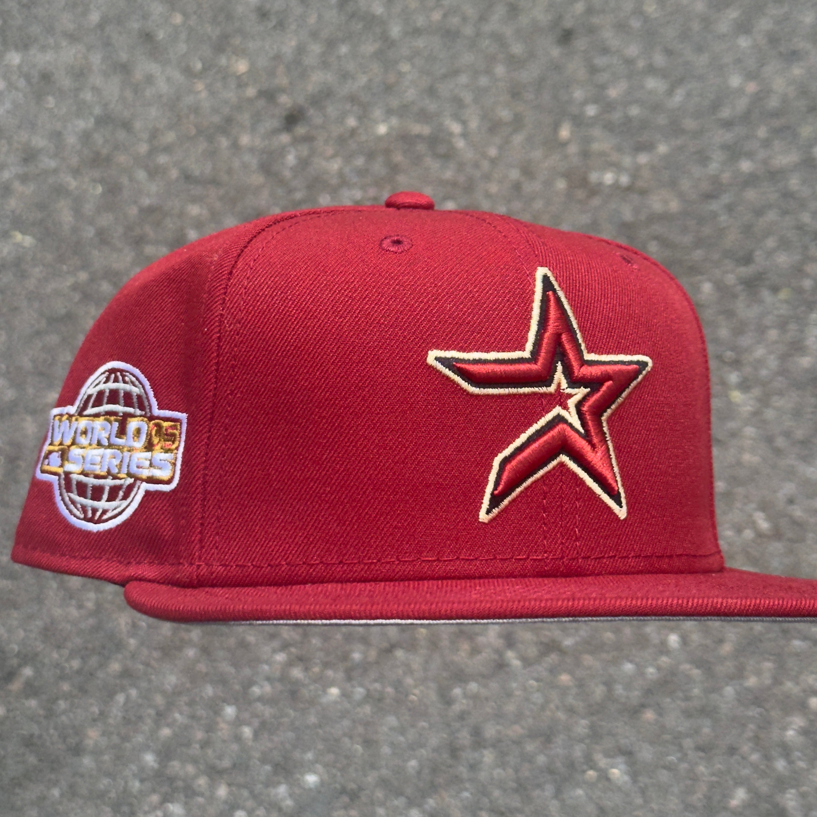 Houston Astros 2005 World Series Side Patch MLB Fitted Hat New Era 5950(Brick Red/White/Gold/Gray)