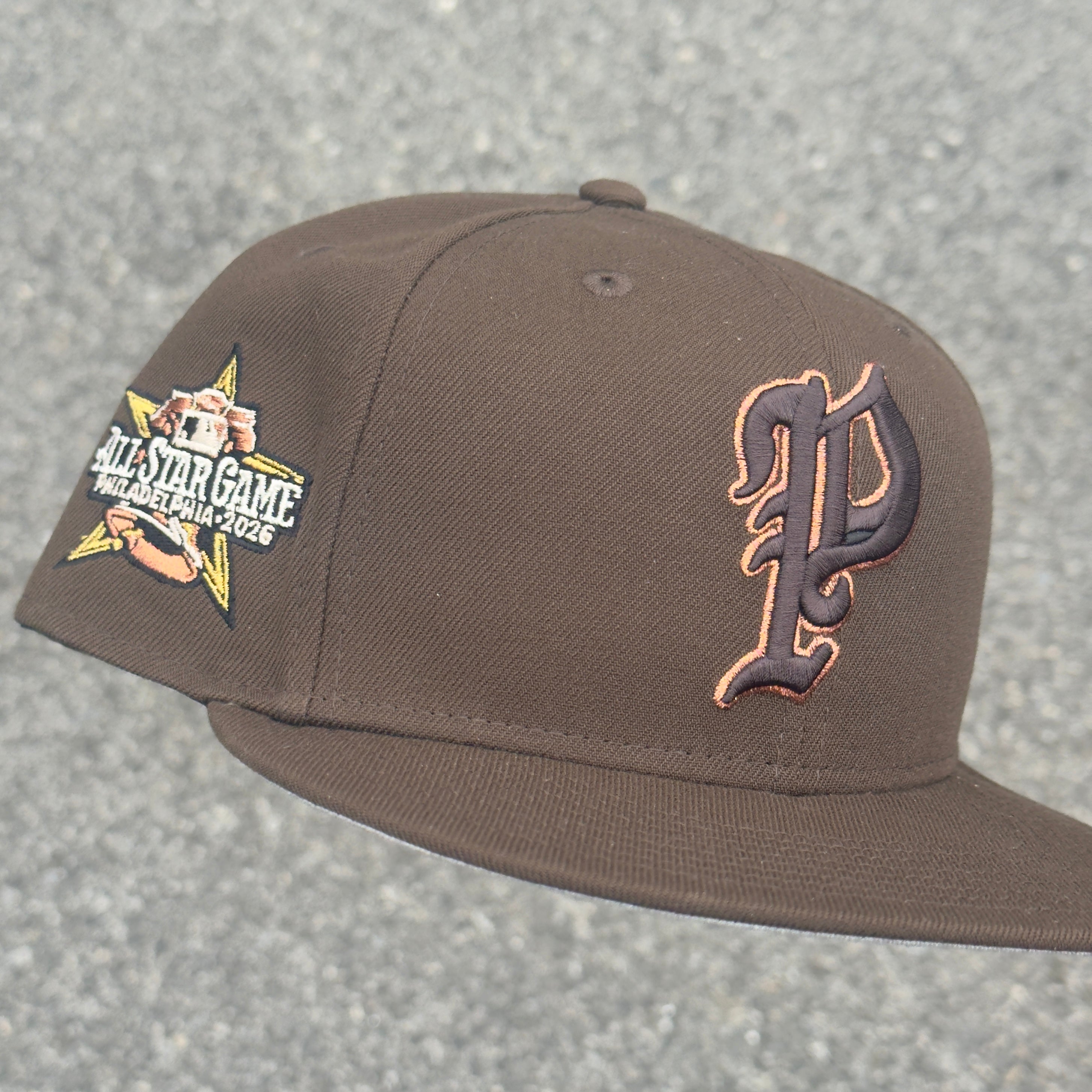 Philadelphia Phillies 2026 All Star Game Side Patch MLB Fitted Hat New Era 5950(Brown/Gold/Copper/White/Gray)