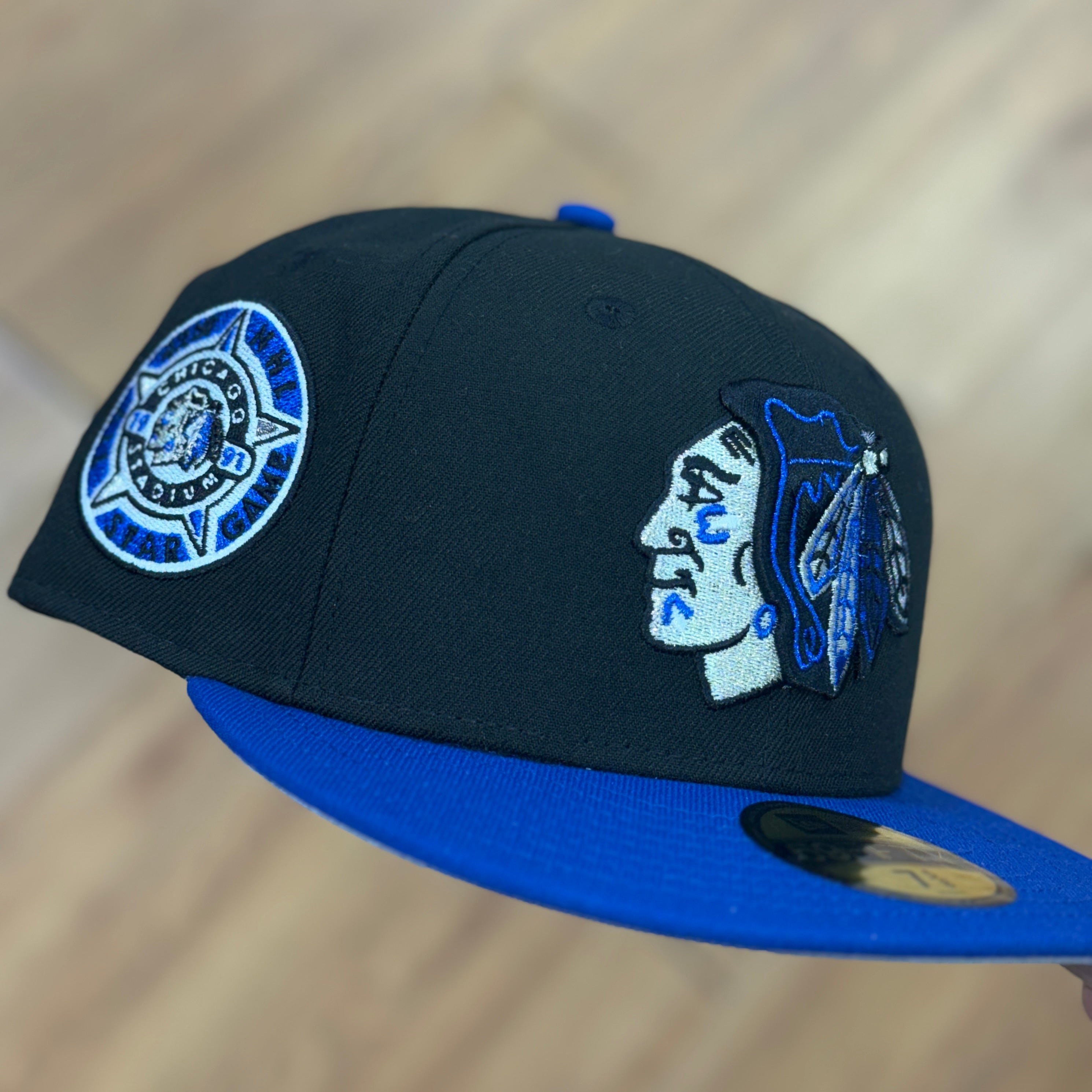 Chicago Blackhawks 42nd All Star Game 1991 NHL Side Patch Fitted Hat New Era 5950 (Black/Blue/White/Silver/Grey)