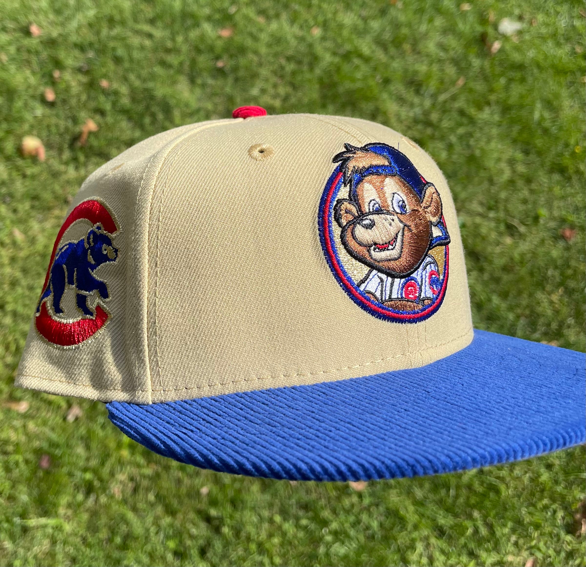 Chicago Cubs Clark The Bear Mascot Fitted Hat (Tan/Blue)