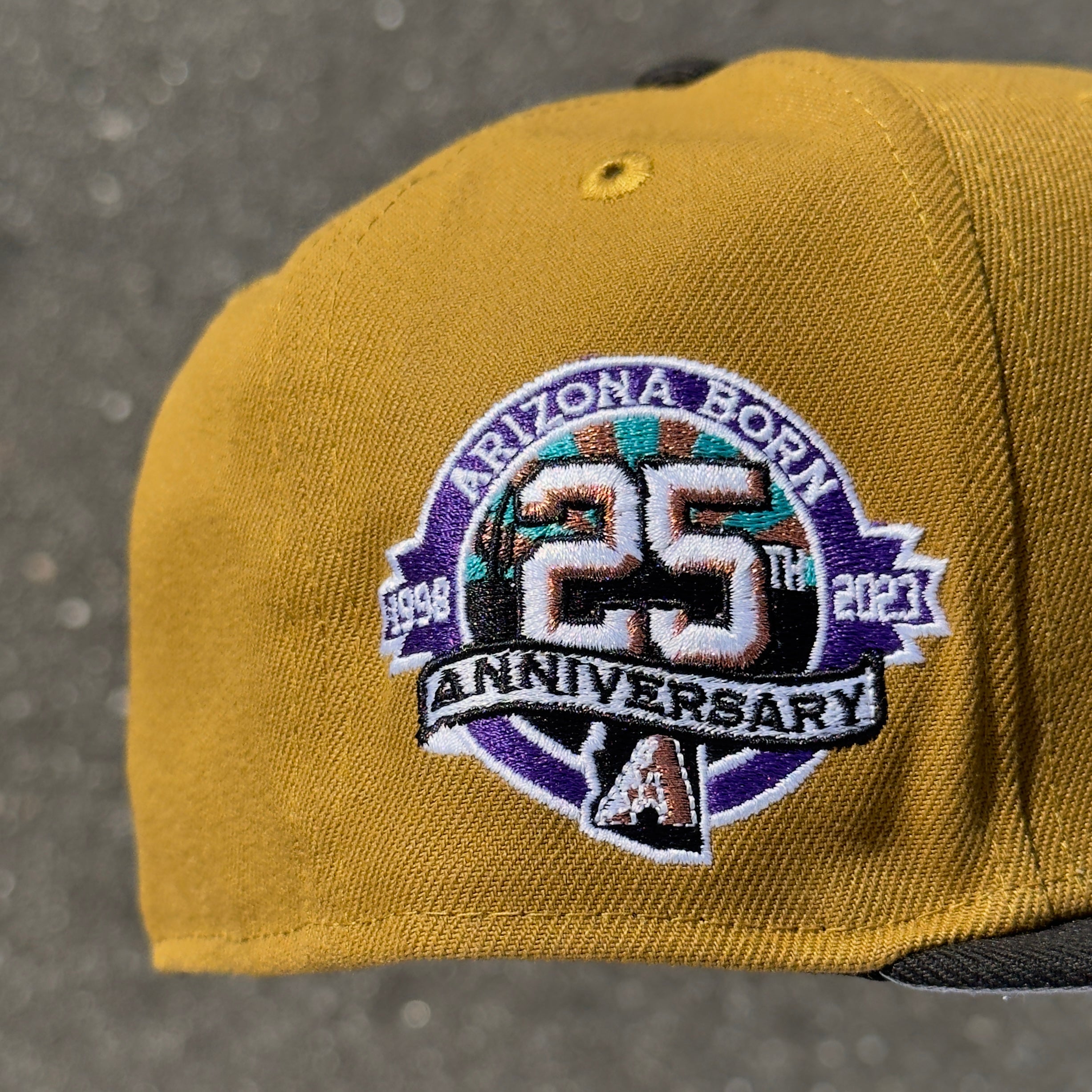 Arizona Diamondbacks 25th Anniversary Side Patch Fitted Hat New Era 5950 (Dark Wheat/Copper/White/Purple/Teal/Gray)