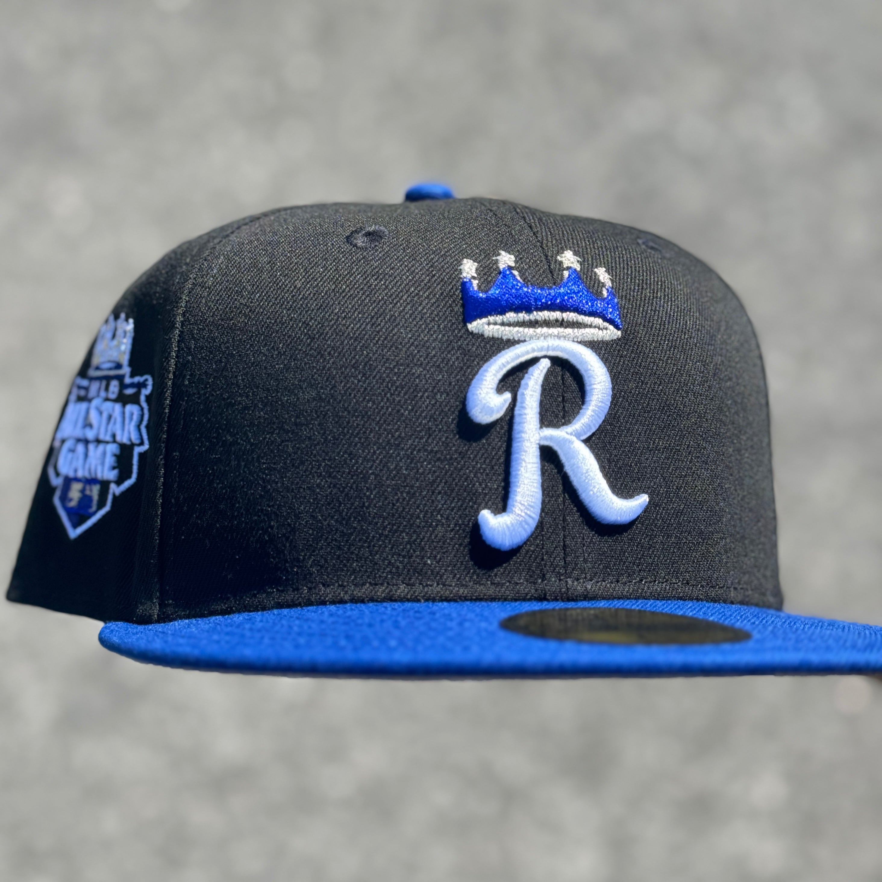 Kansas City Royals 2012 All Star Game Side Patch Fitted Hat New Era 5950 (Black/ Royal Blue/ Silver / White/ Grey)