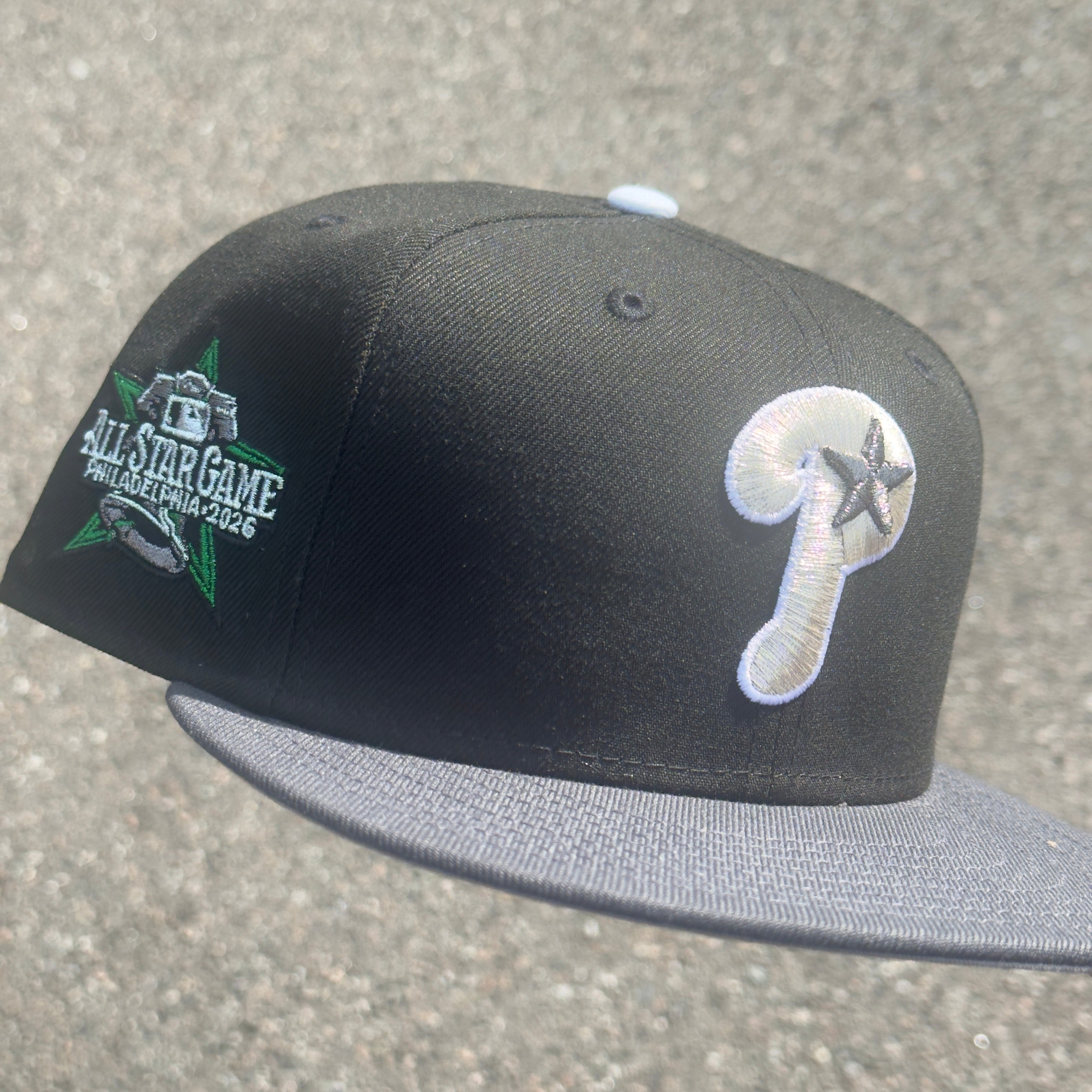 Philadelphia Phillies 2026 All Star Game Side Patch Fitted Hat New Era 5950 (Black/Graphite/Silver/Iris/Green/Gray)