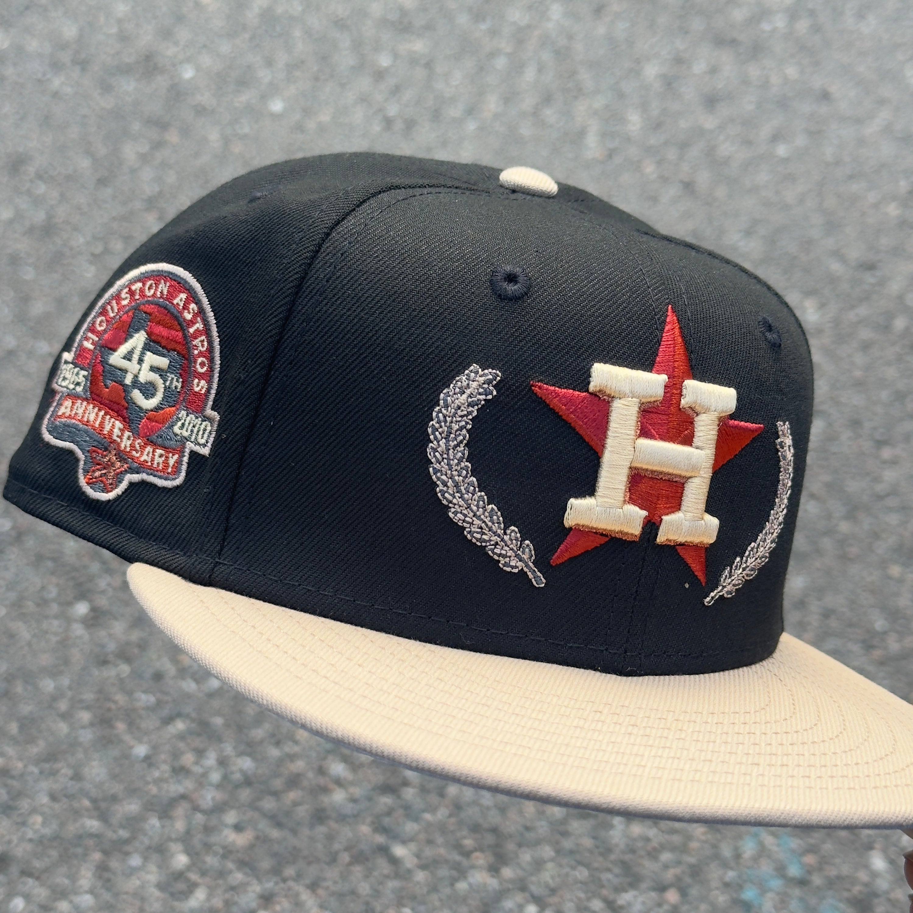 Houston Astros 45th Anniversary Side Patch MLB Fitted Hat New Era 5950 (Black/Tan/Brick Red/Pewter/Gray)