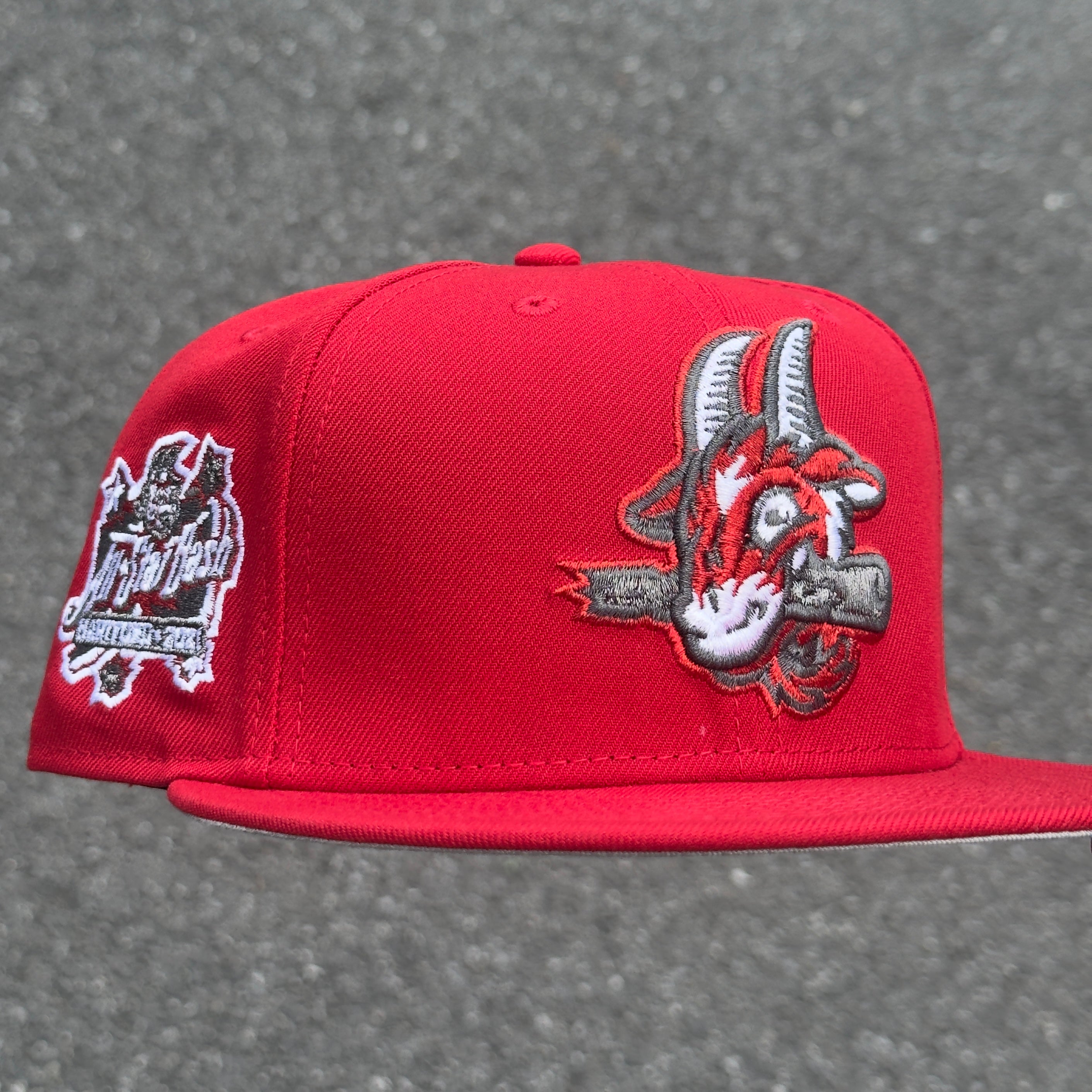 Hartford Yard Goats All Star Bash Side Patch Fitted Hat New Era 5950 (Red/White/Pewter/Gray)