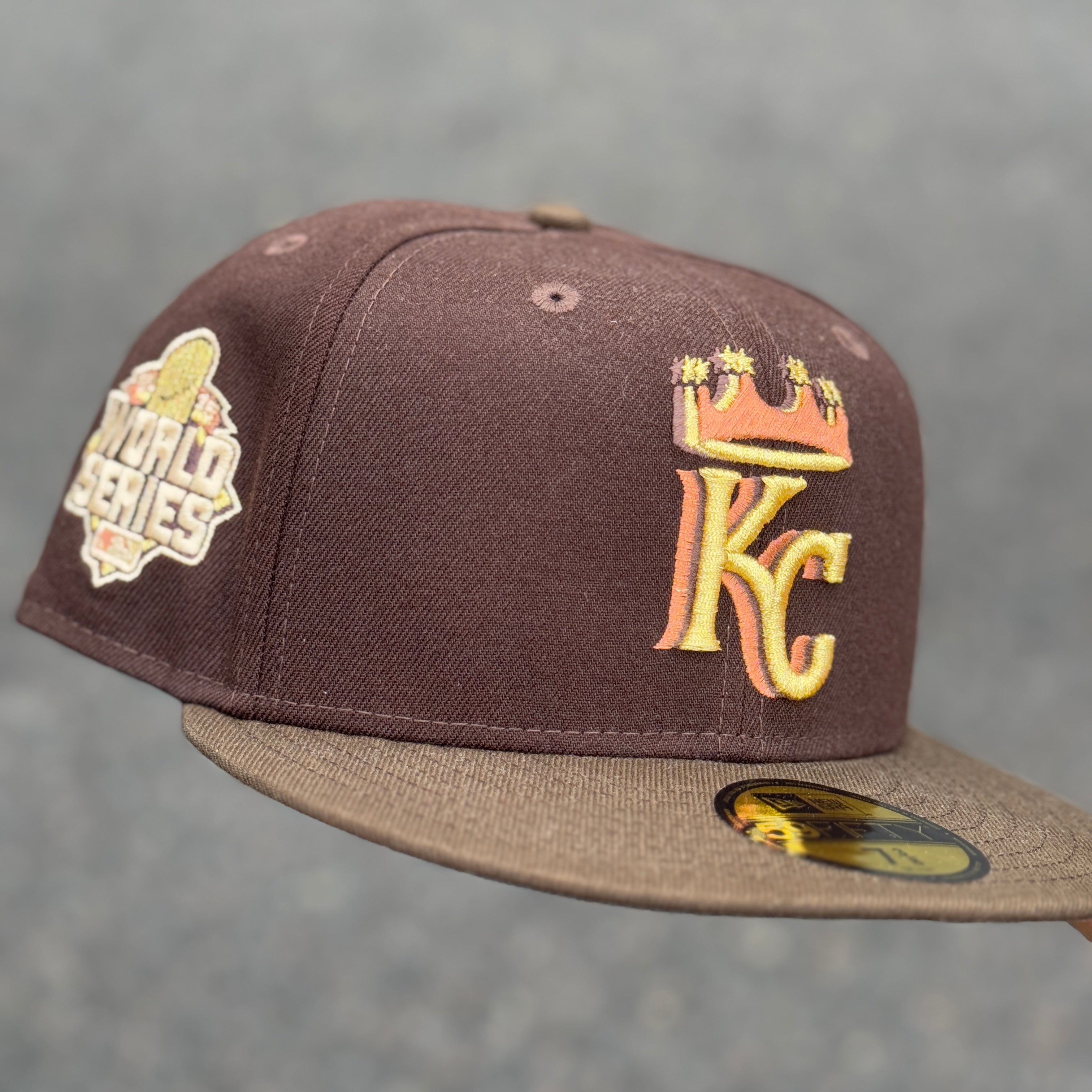 Kansas City Royals 2015 World Series Side Patch Fitted Hat New Era 5950 (Dark Brown/Light Brown/Gold/Copper/Seashell/Grey)
