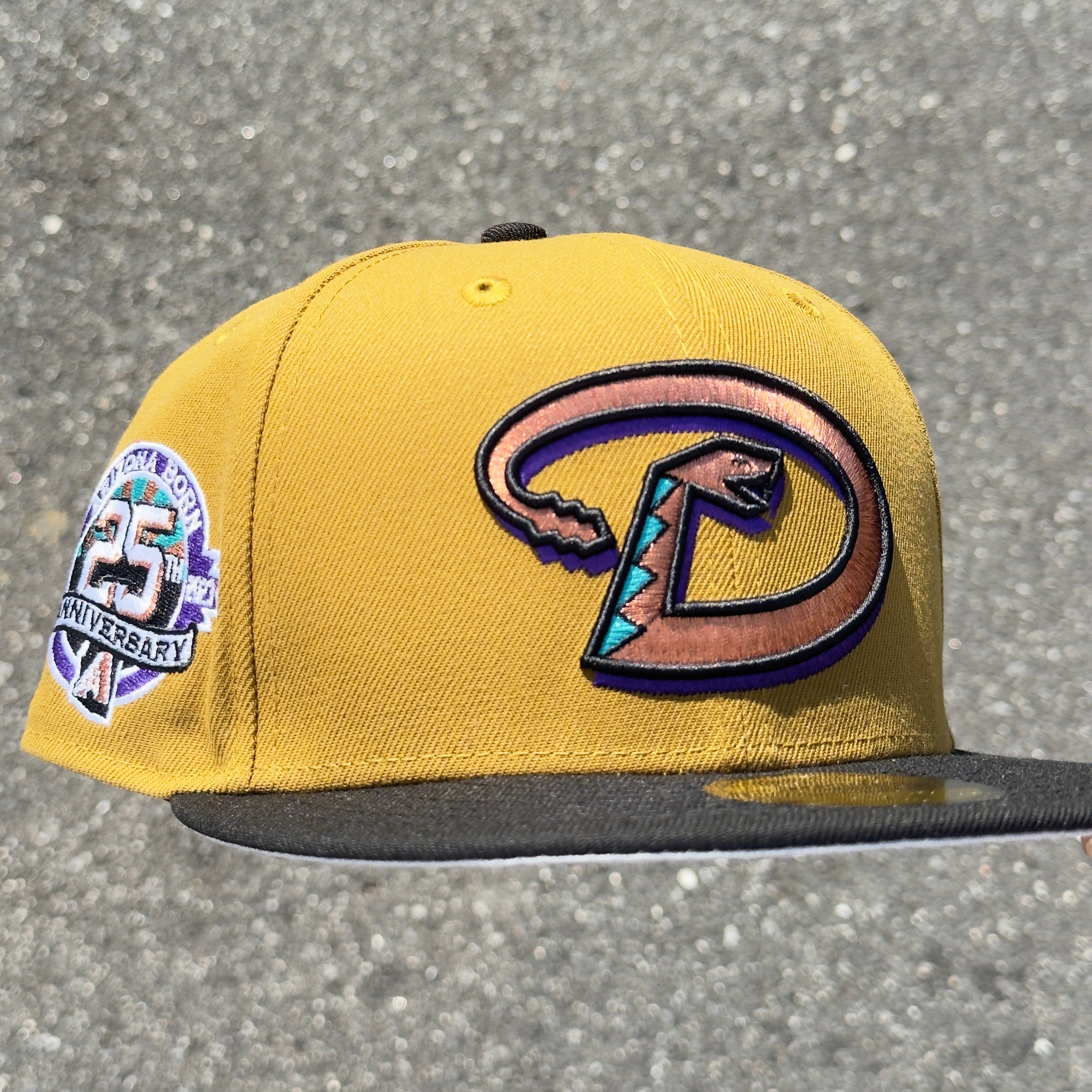 Arizona Diamondbacks 25th Anniversary Side Patch Fitted Hat New Era 5950 (Dark Wheat/Copper/White/Purple/Teal/Gray)