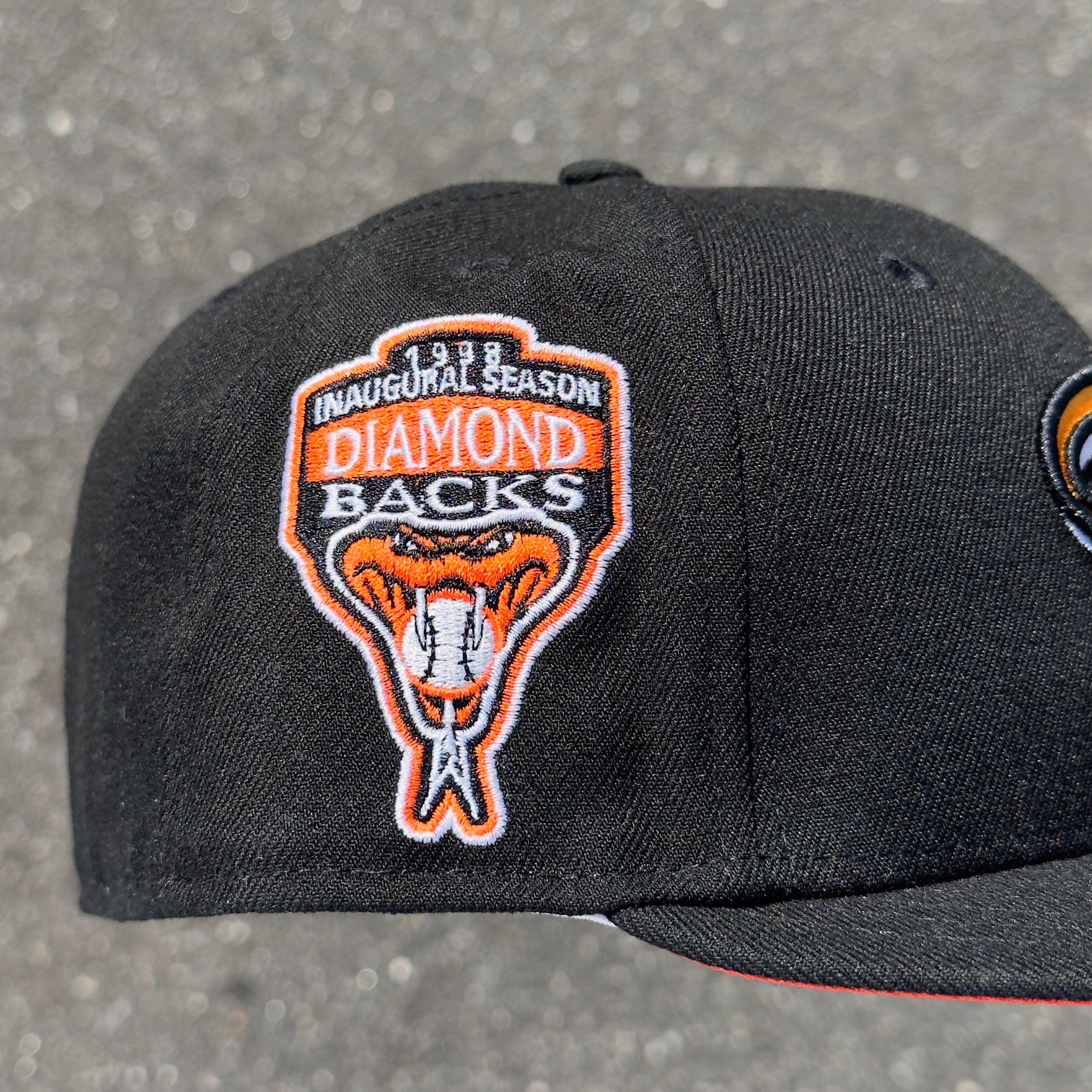 Arizona Diamondbacks 1998 Inaugural Season Side Patch Fitted Hat New Era 5950 (Black/White/Orange)