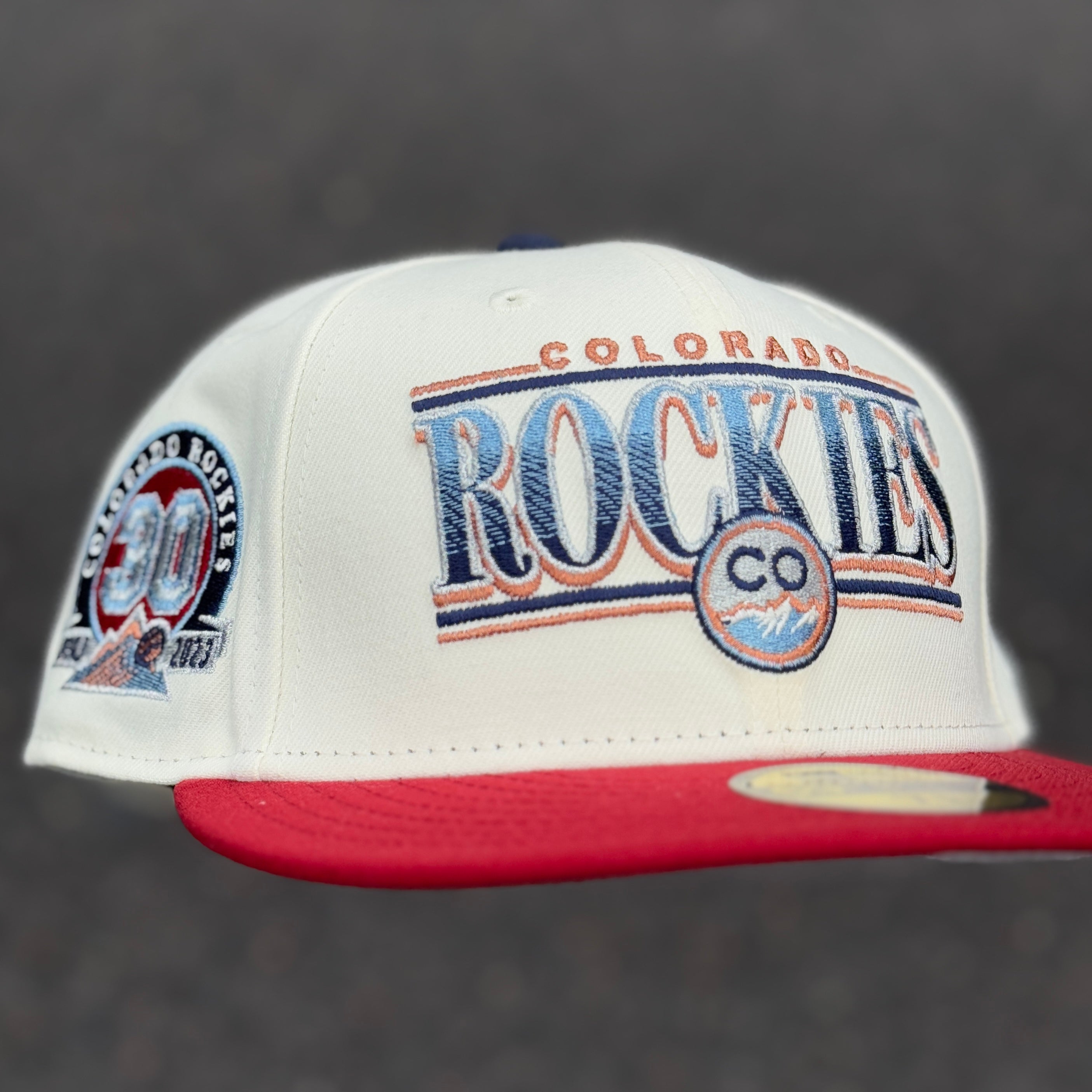 Colorado Rockies 30th Anniversary Side Patch Fitted Hat New Era 5950(Off White/Brick Red/Navy Blue/Sky Blue/Copper/Grey)