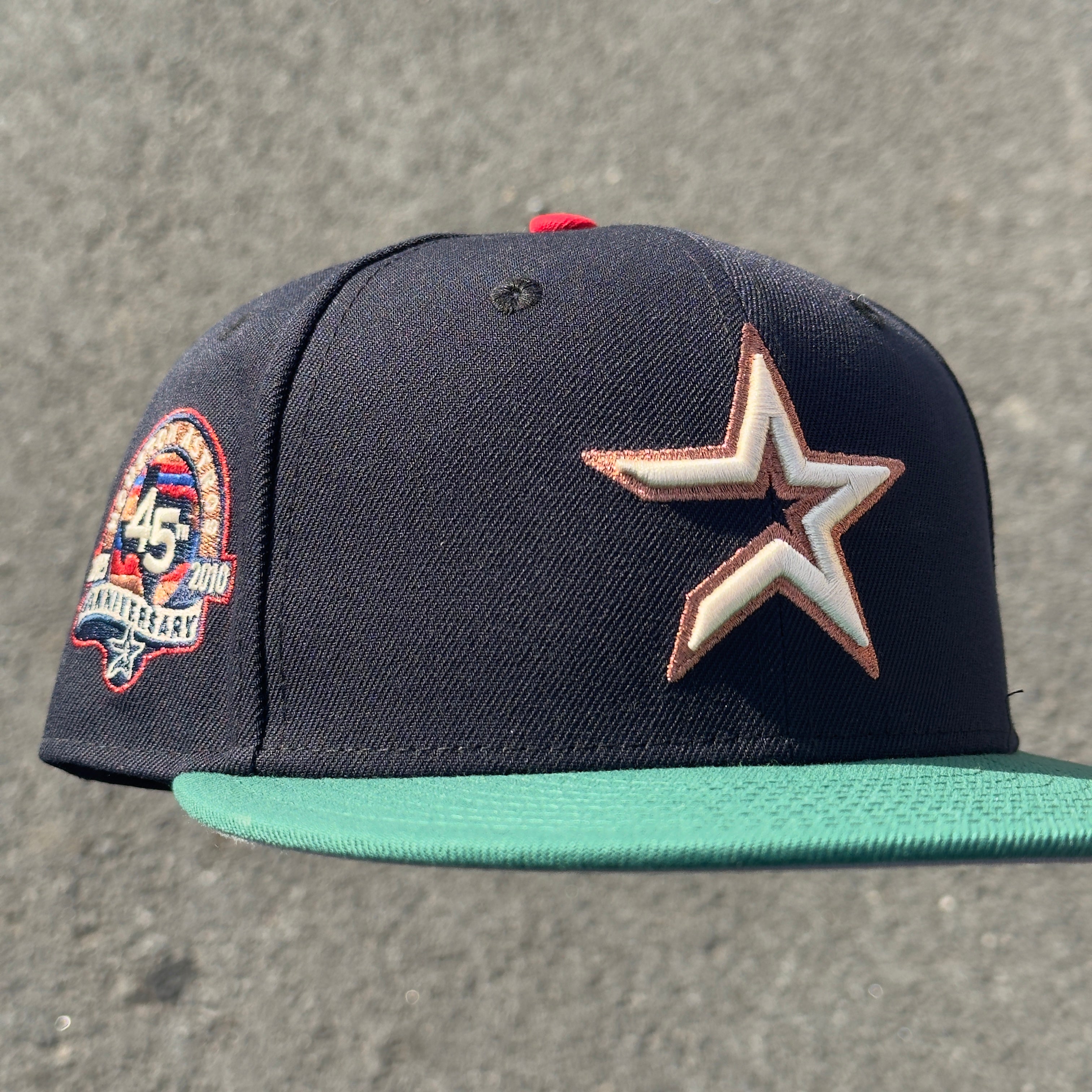 Houston Astros 45th Anniversary Side Patch MLB Fitted Hat New Era 5950 (Navy Blue/Green/Copper/Red/Blue/Gray)