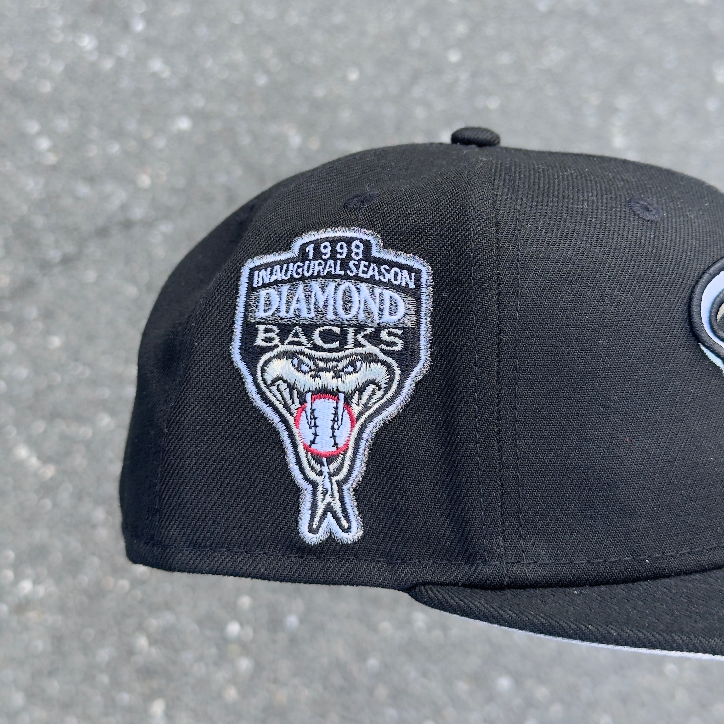 Arizona Diamondbacks 1998 Inaugural Season Side Patch Fitted Hat New Era 5950 (Black/White/Silver/Gray)