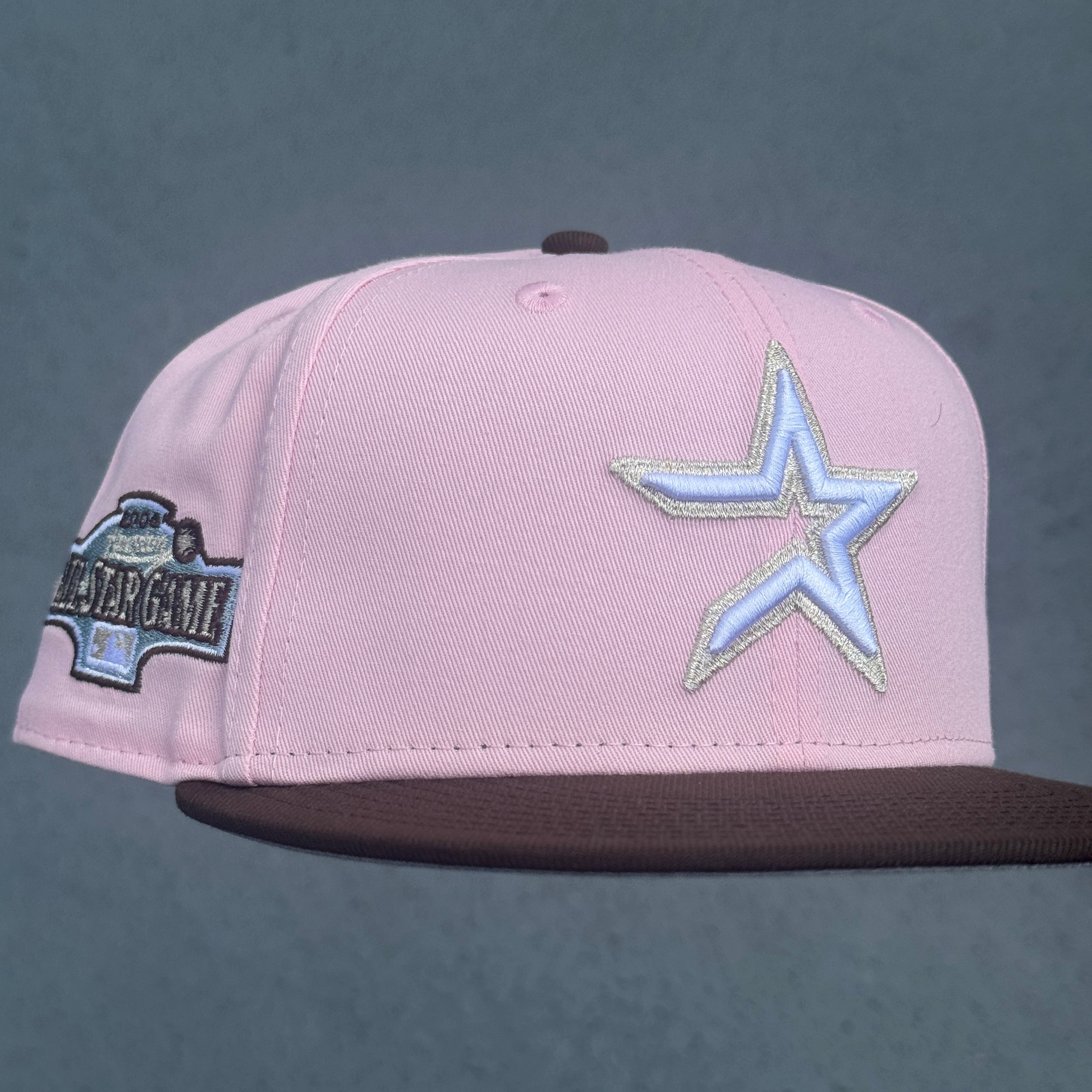 Houston Astros 2004 All Star Game Side Patch Fitted Hat MLB New Era 5950 (Pink/Brown/Sky Blue/Silver/White/Gray)