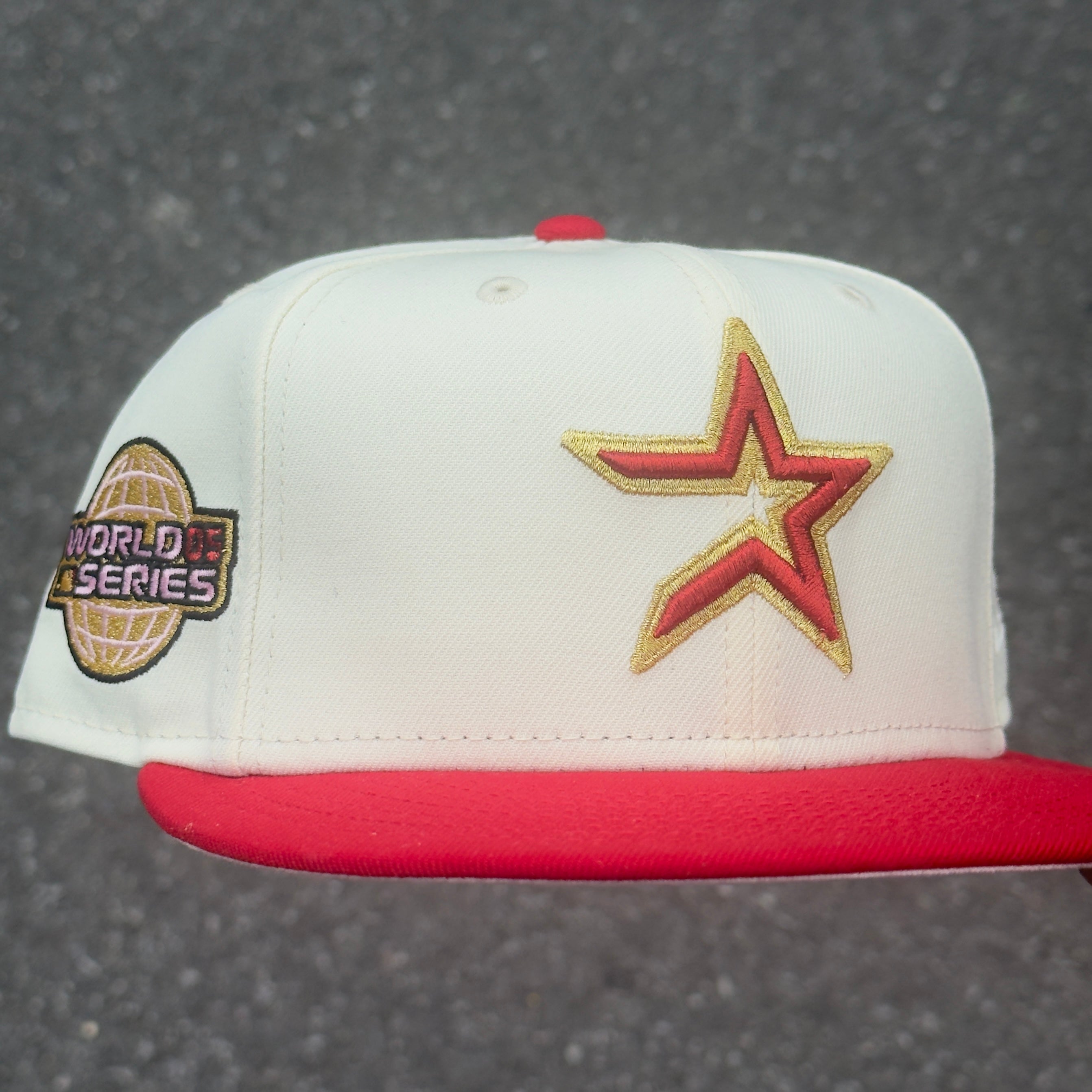 Houston Astros 2005 World Series Side Patch MLB Fitted Hat New Era 5950(Off White/Red/Black/Gold/Pink)