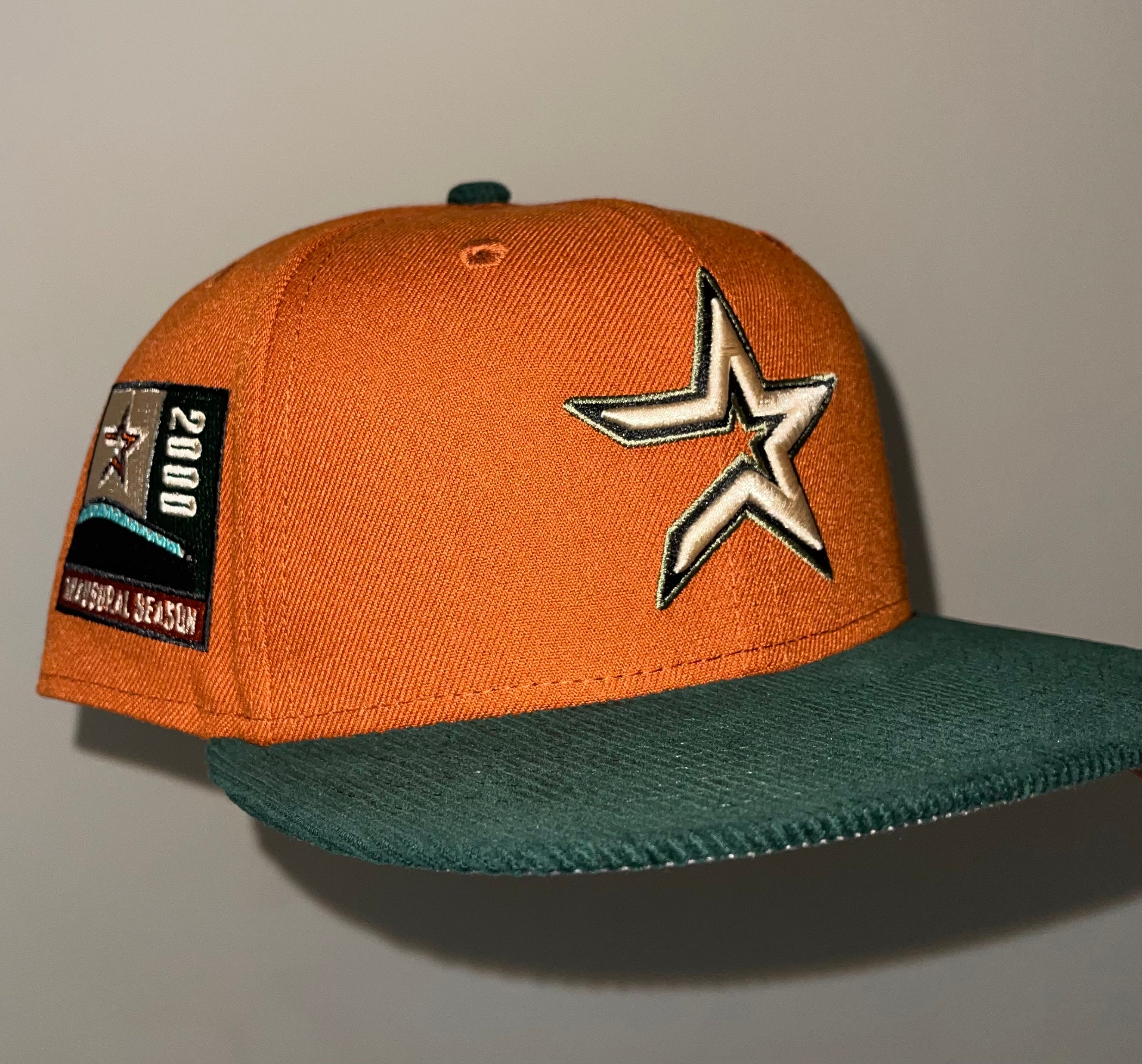 Houston Astros 2000 Inaugural Season Side Patch Fitted Hat New Era 5950 (Rust Orange/Green/Seashell/Black/Gray)