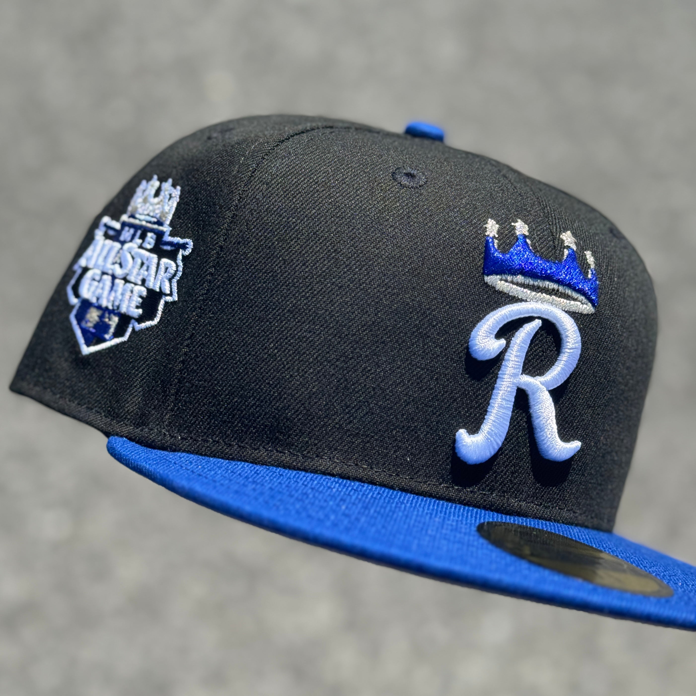 Kansas City Royals 2012 All Star Game Side Patch Fitted Hat New Era 5950 (Black/ Royal Blue/ Silver / White/ Grey)