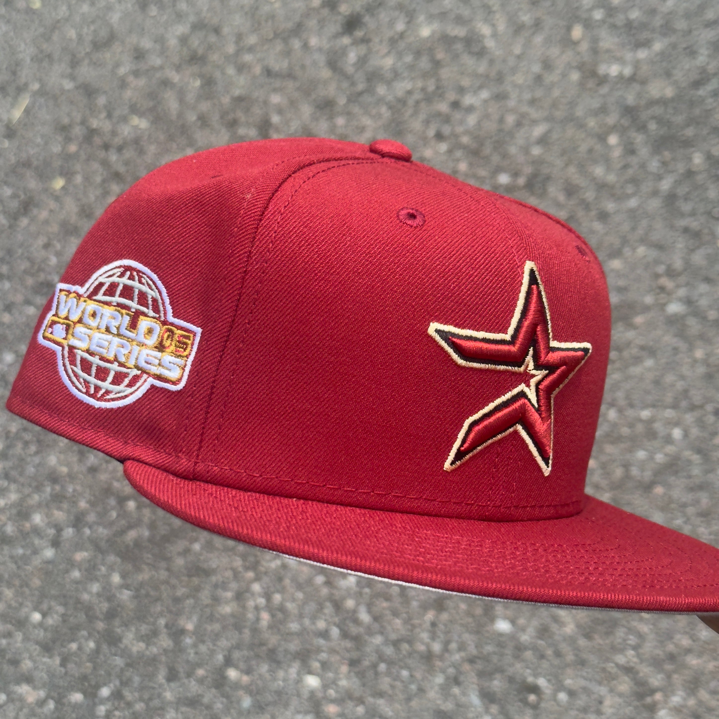 Houston Astros 2005 World Series Side Patch MLB Fitted Hat New Era 5950(Brick Red/White/Gold/Gray)