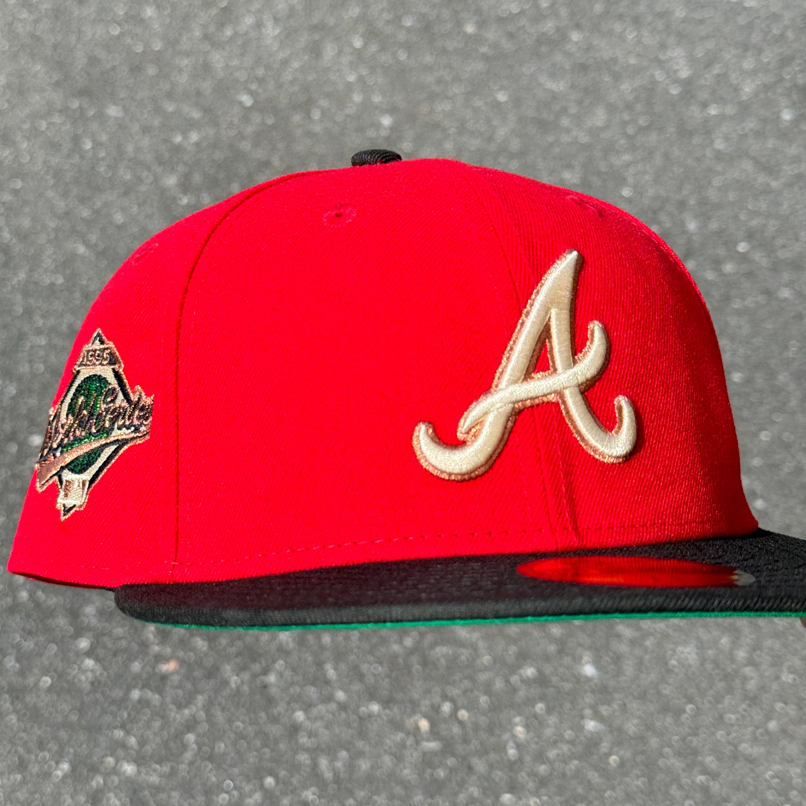 Atlanta Braves 1995 World Series Side Patch Fitted Hat New Era 5950 (Red/Silver/Black/Seashell/Copper/Green)