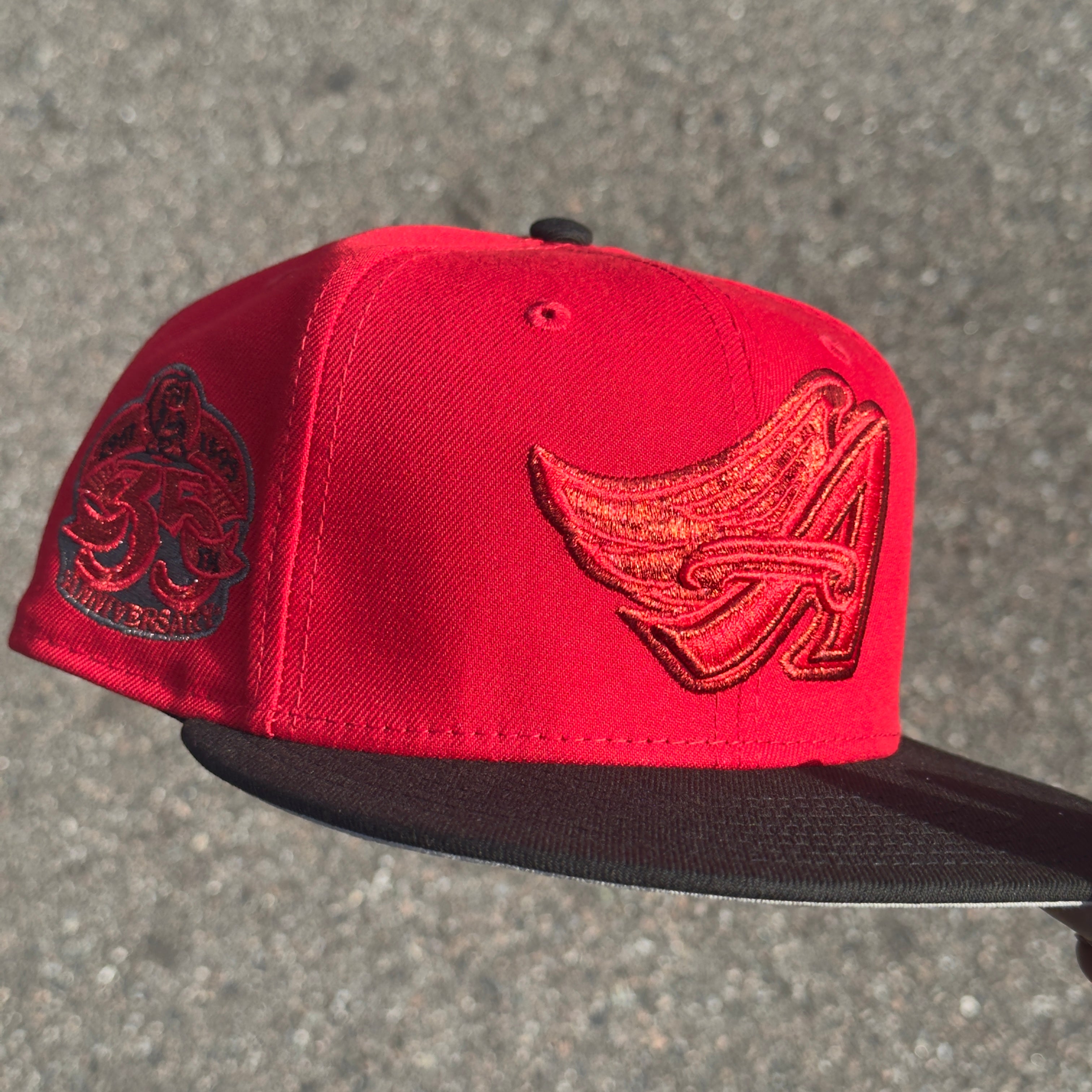 Anaheim Angels 35th Anniversary Side Patch MLB Fitted Hat New Era 5950(Red/Black/Pewter/Gray)