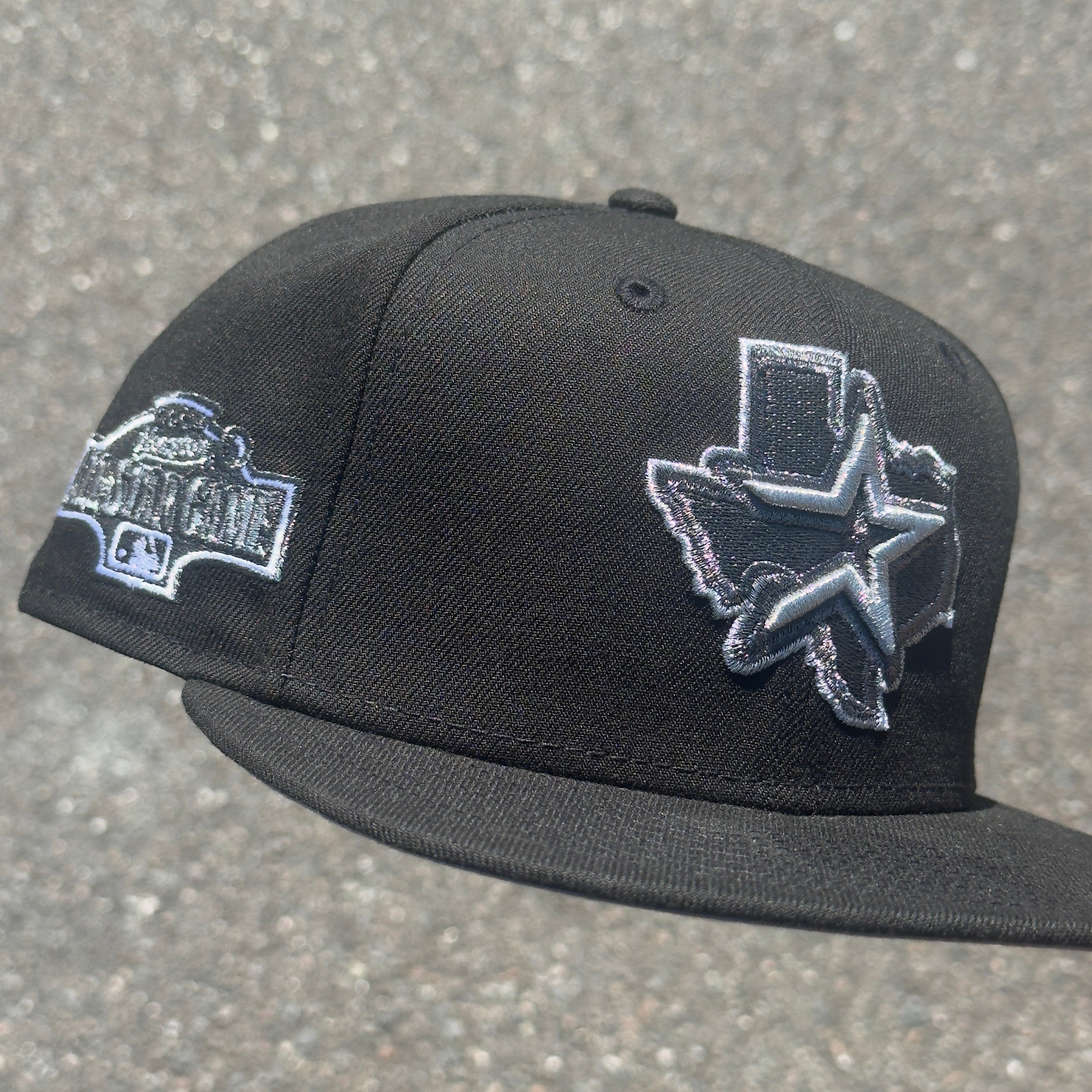 Houston Astros 2004 All Star Game Side Patch MLB Fitted Hat New Era 5950(Black/Pewter/Gray)