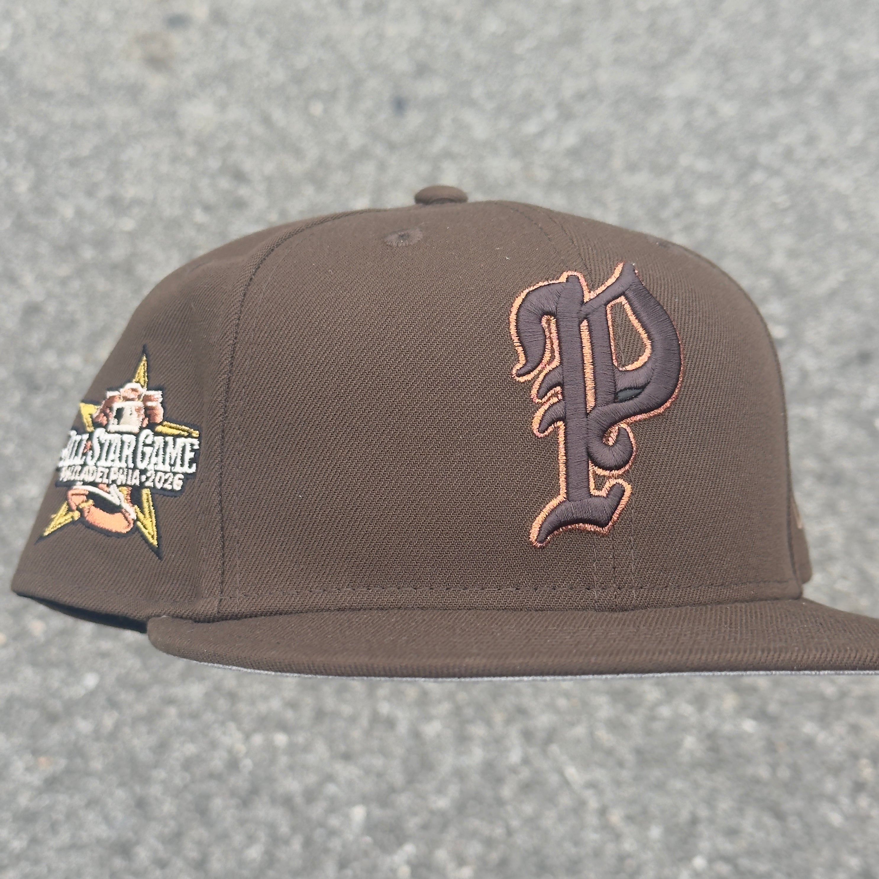 Philadelphia Phillies 2026 All Star Game Side Patch MLB Fitted Hat New Era 5950(Brown/Gold/Copper/White/Gray)