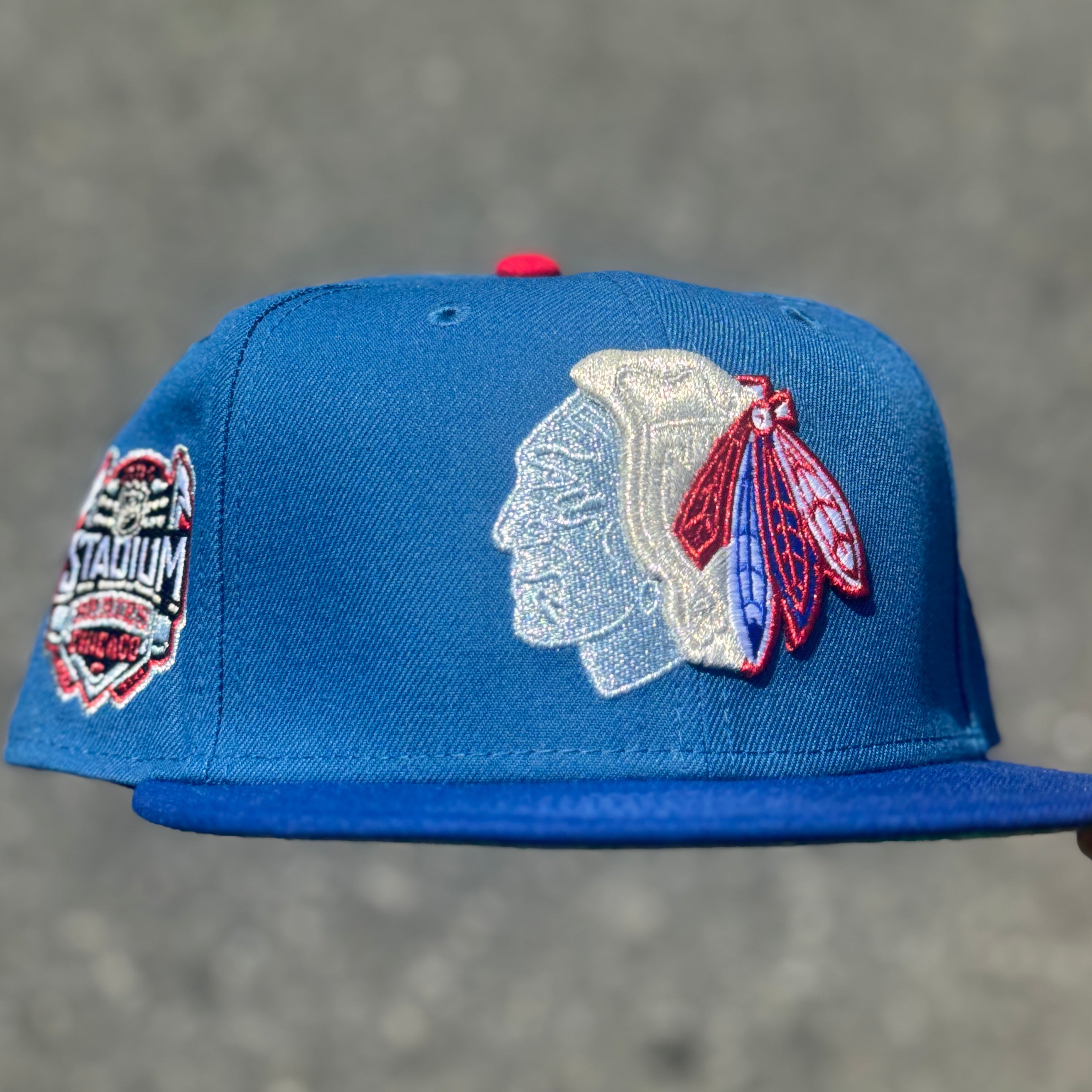 Chicago Blackhawks 2014 Stadium Series Side Patch NHL Fitted Hat New Era 5950 (Blue/Red/Silver/Green)