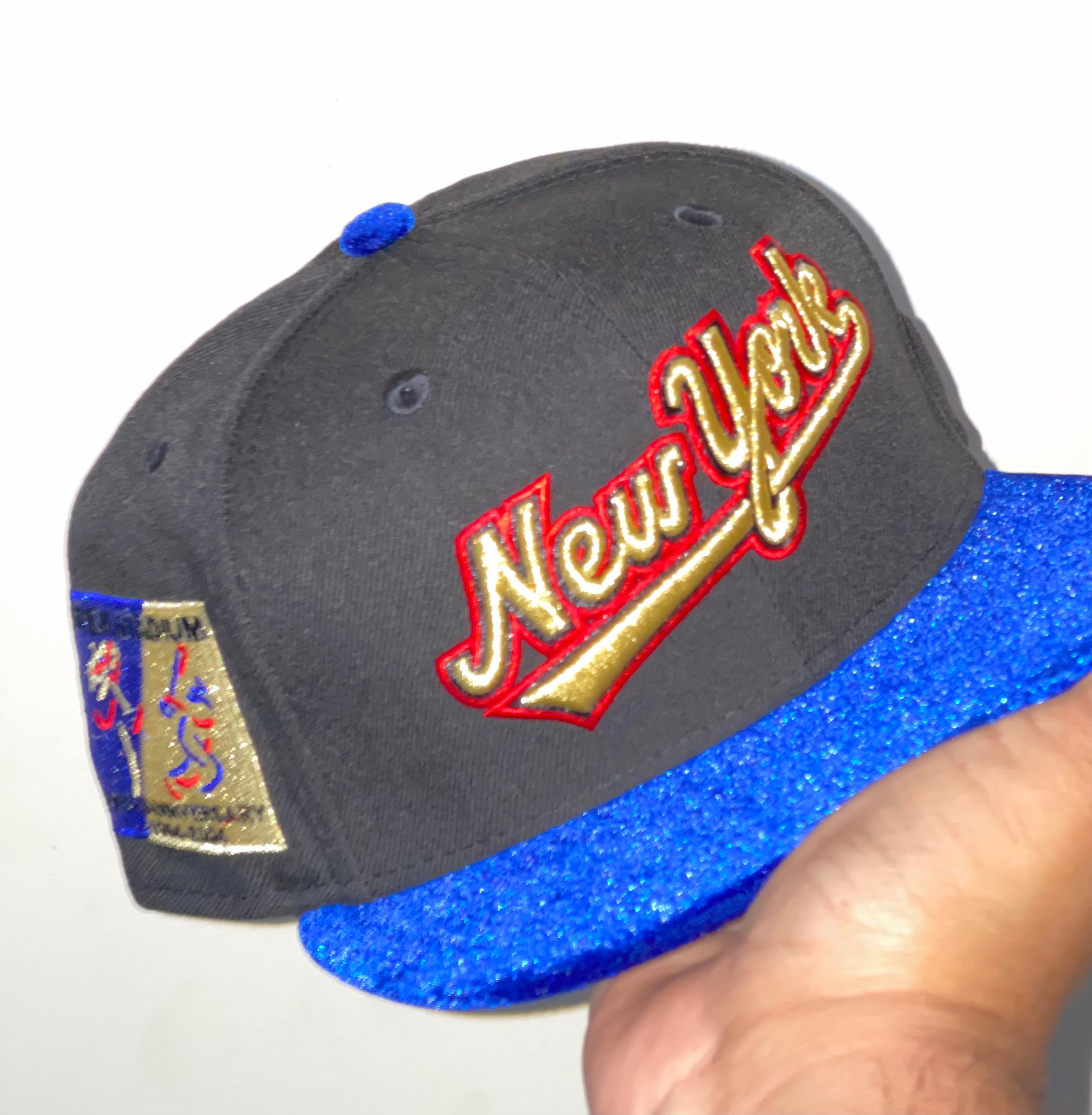 New York Mets Shea Stadium 40th Anniversary Side Patch Fitted Hat 5950 (Black/Blue/Red/Blue/Gray)