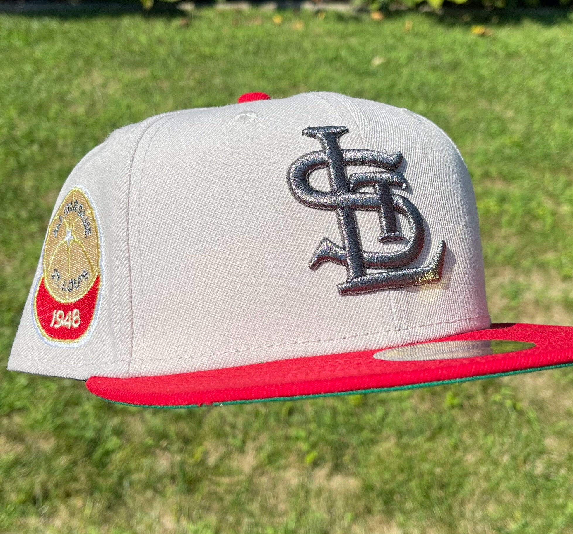 St. Louis Cardinals 1948 All Star Game Side Patch Fitted Hat (Stone/Red) New Era 5950 (Stone/Red/Gold/Green)