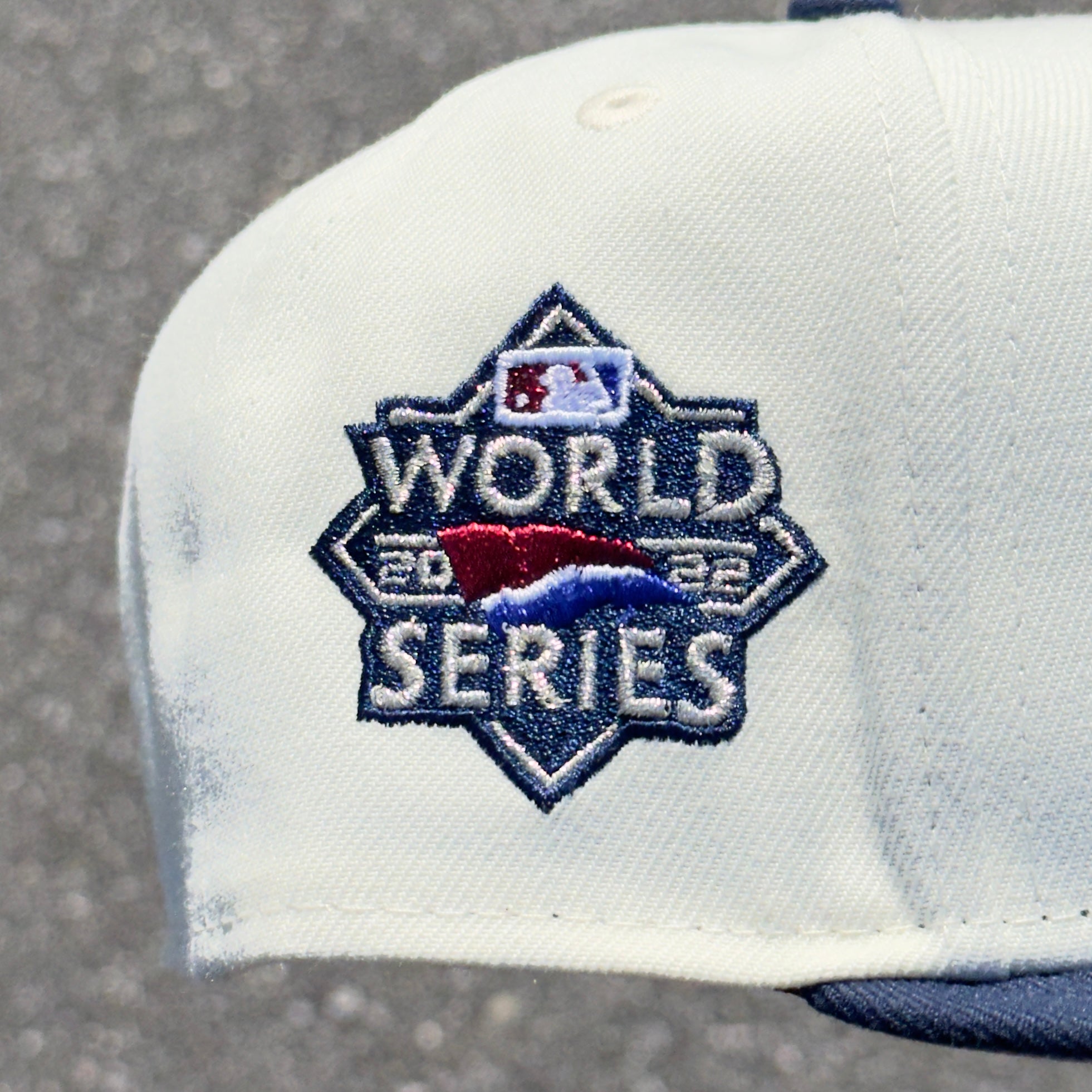 Houston Astros 2022 World Series Side Patch Fitted Hat New Era 5950 (Off White/Navy Blue/Metallic Blue/Metallic Red/White/Gray)
