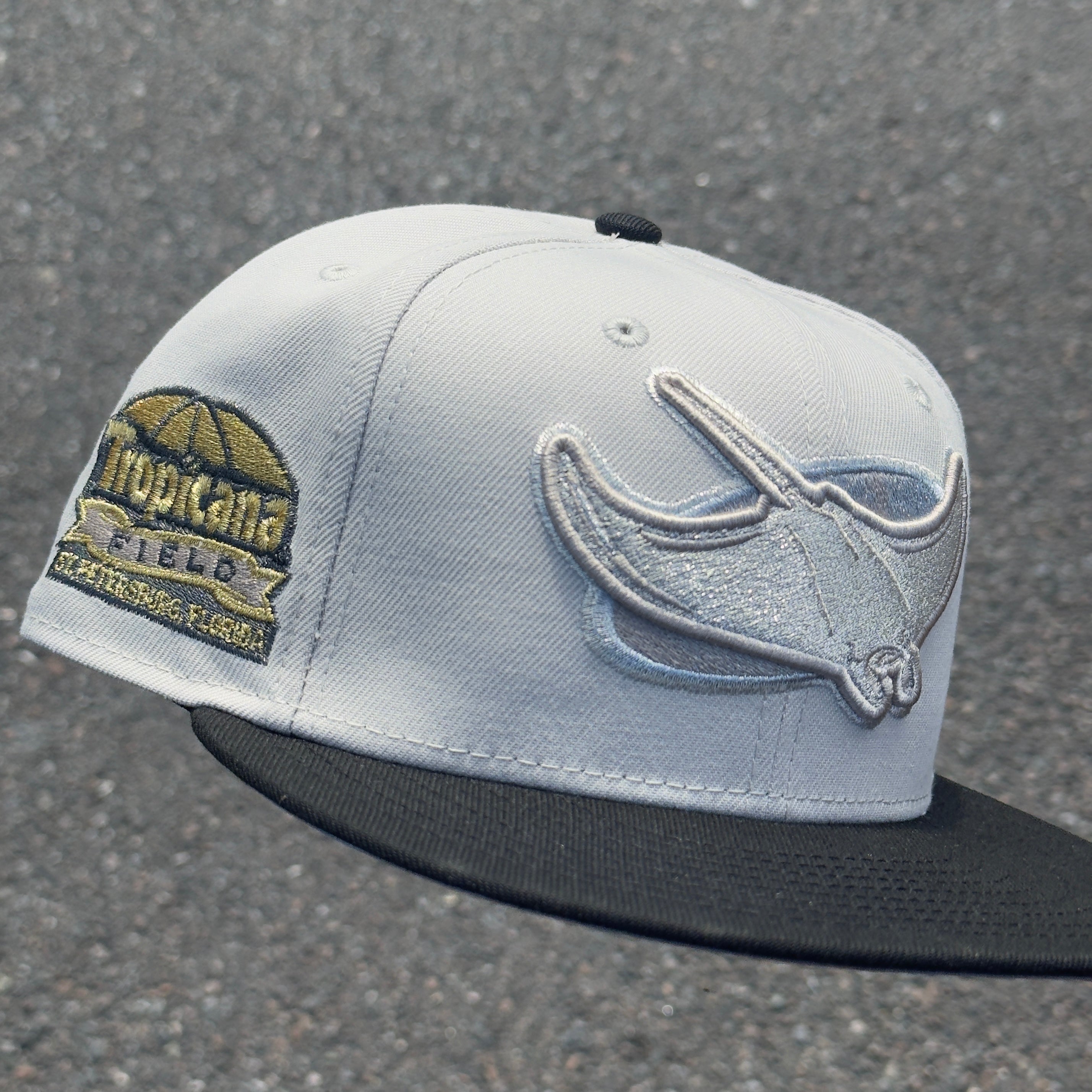 Tampa Bay Rays Tropicana Field Side Patch MLB Fitted Hat New Era 5950 (Stone/Black/Gold/Silver/Gray)