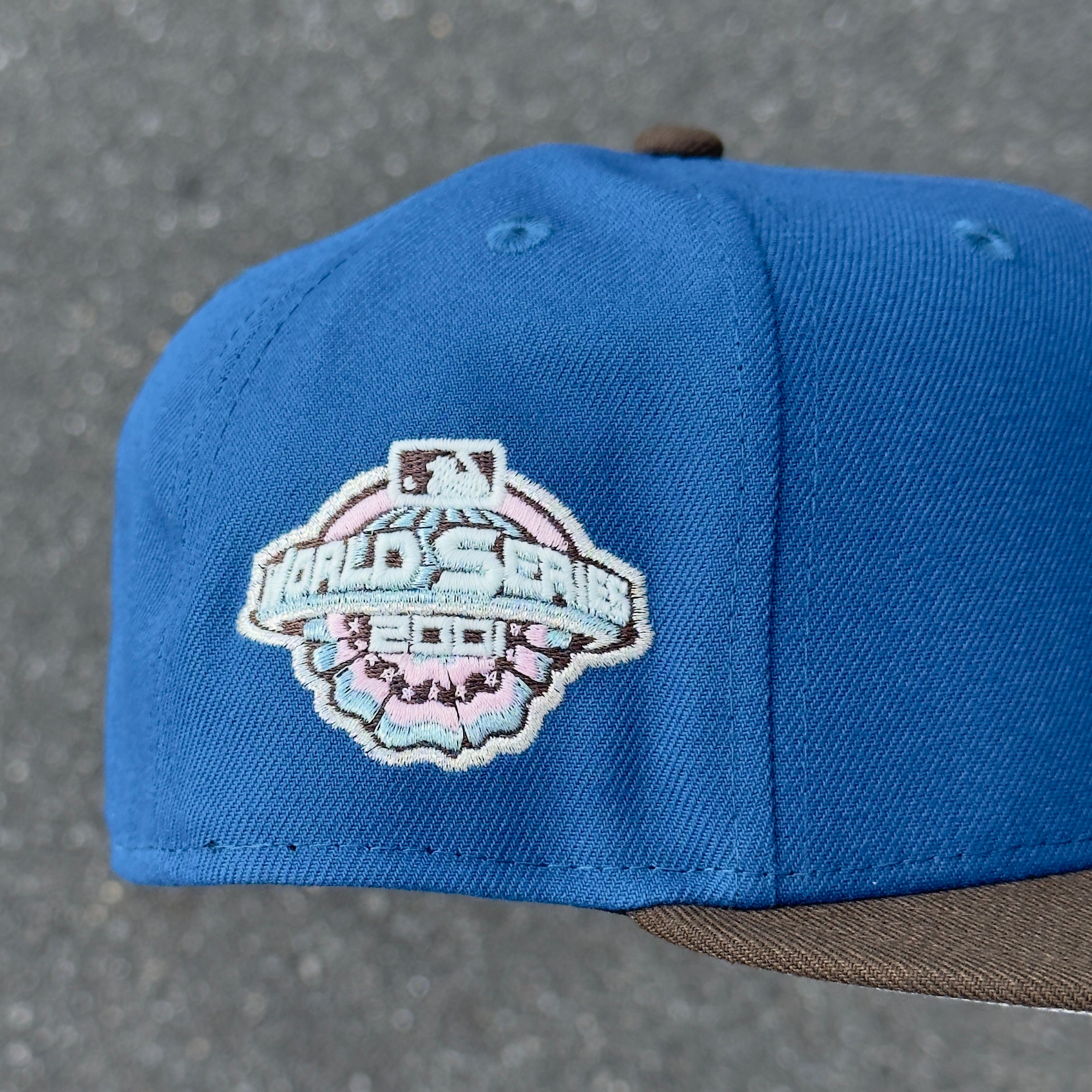 Arizona Diamondbacks Upside down logo 2001 World Series Season Side Patch Fitted Hat New Era 5950 (Blue/Red/Brown/White/Pink/Metallic Blue Gray/Gray)