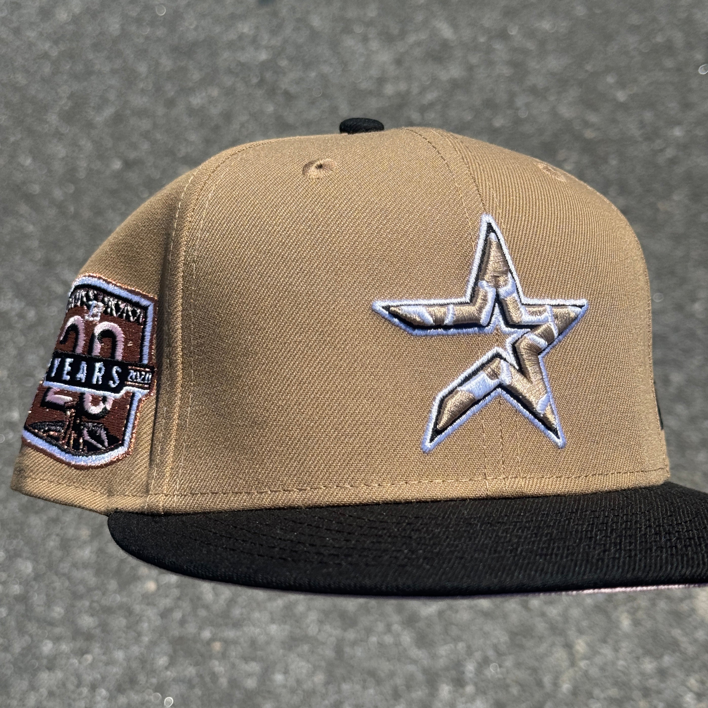 Houston Astros Cow Print 20 Years Side Patch MLB Fitted Hat New Era 5950(Tan/Black/White/Copper/Pink)