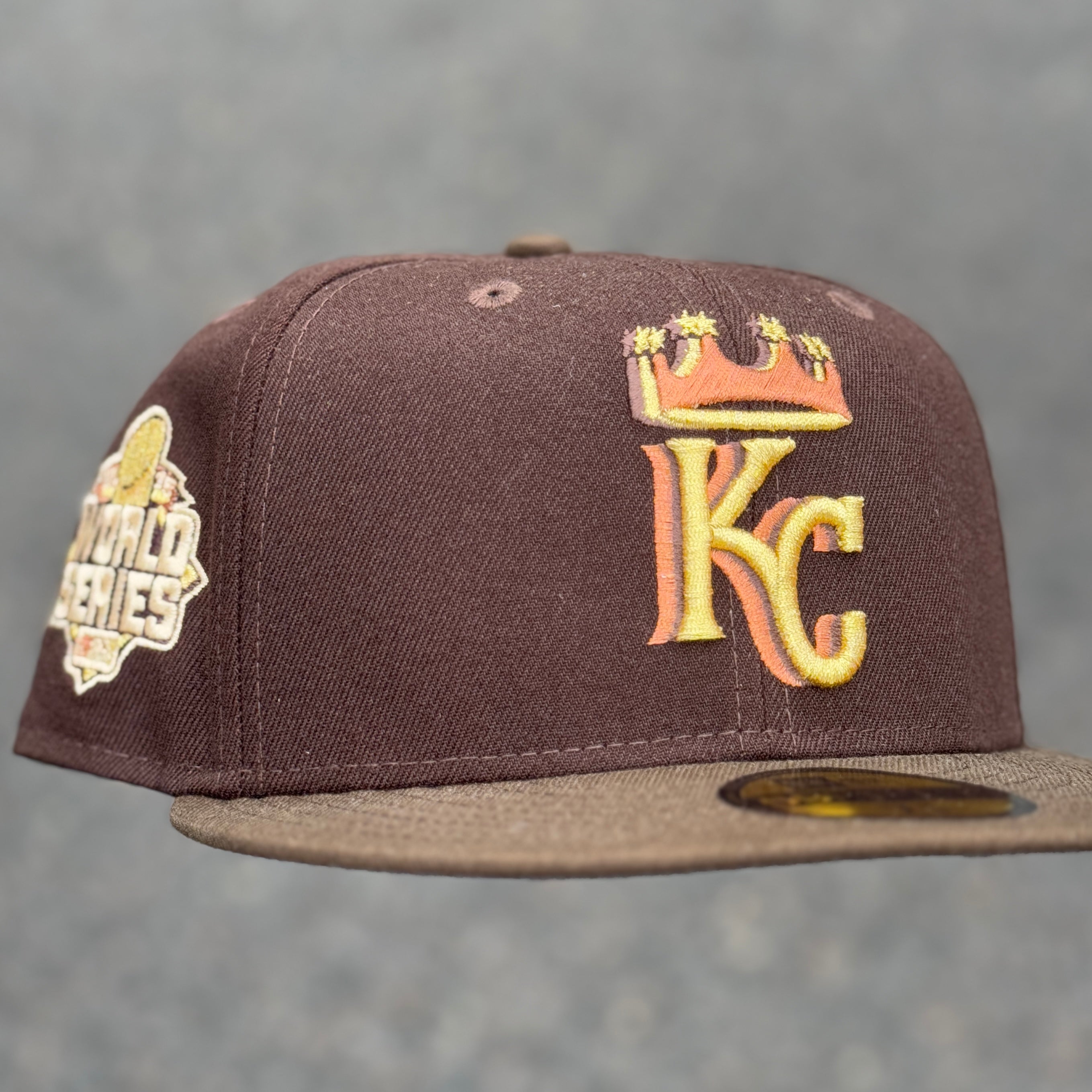 Kansas City Royals 2015 World Series Side Patch Fitted Hat New Era 5950 (Dark Brown/Light Brown/Gold/Copper/Seashell/Grey)