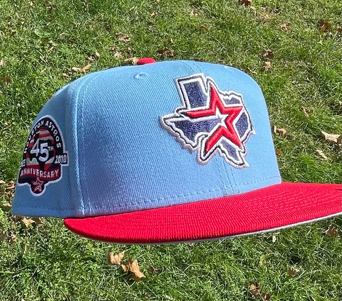 Houston Astros 45th Anniversary Side Patch Oilers Inspired Fitted Hat New Era 5950 (Sky Blue/Red/Navy/Silver/Gray)