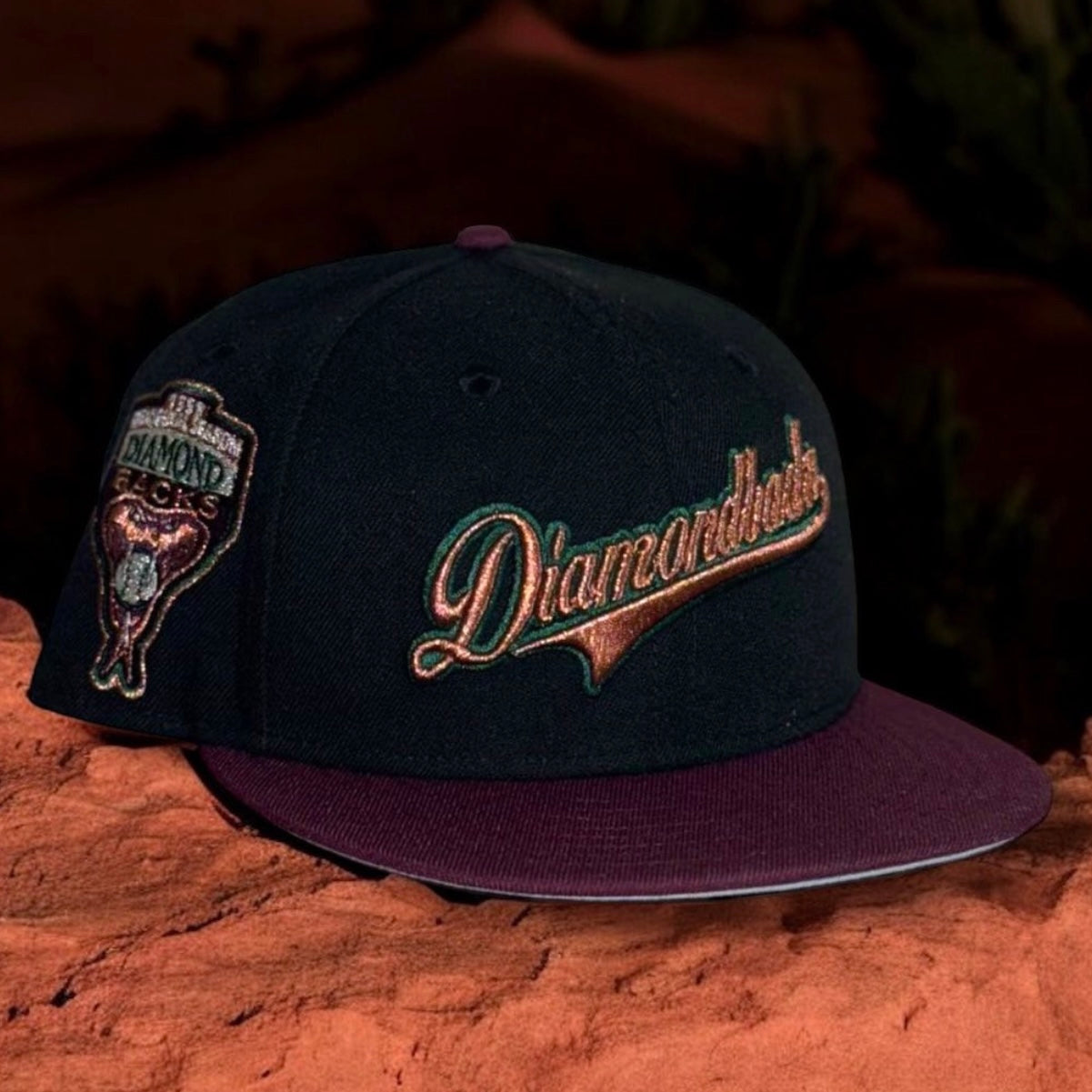 Arizona Diamondbacks 1998 Inaugural Season Side Patch Fitted Hat New Era 5950 (Black/Burgundy/Copper/Silver/Green/Grey)
