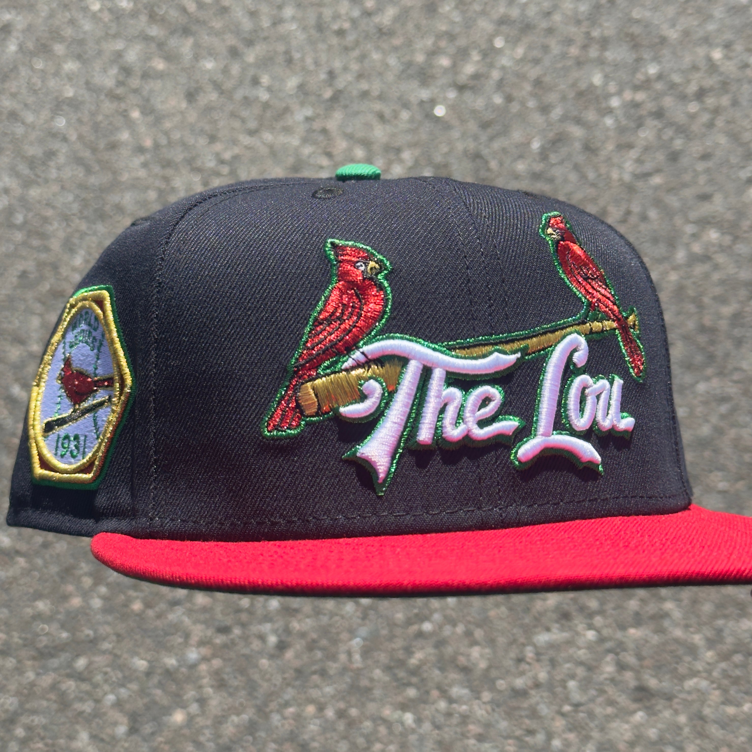 St Louis Cardinals The Lou 1931 World Series Side Patch Fitted Hat New Era 5950 (Navy/Red/Green/White/Gold/Green)