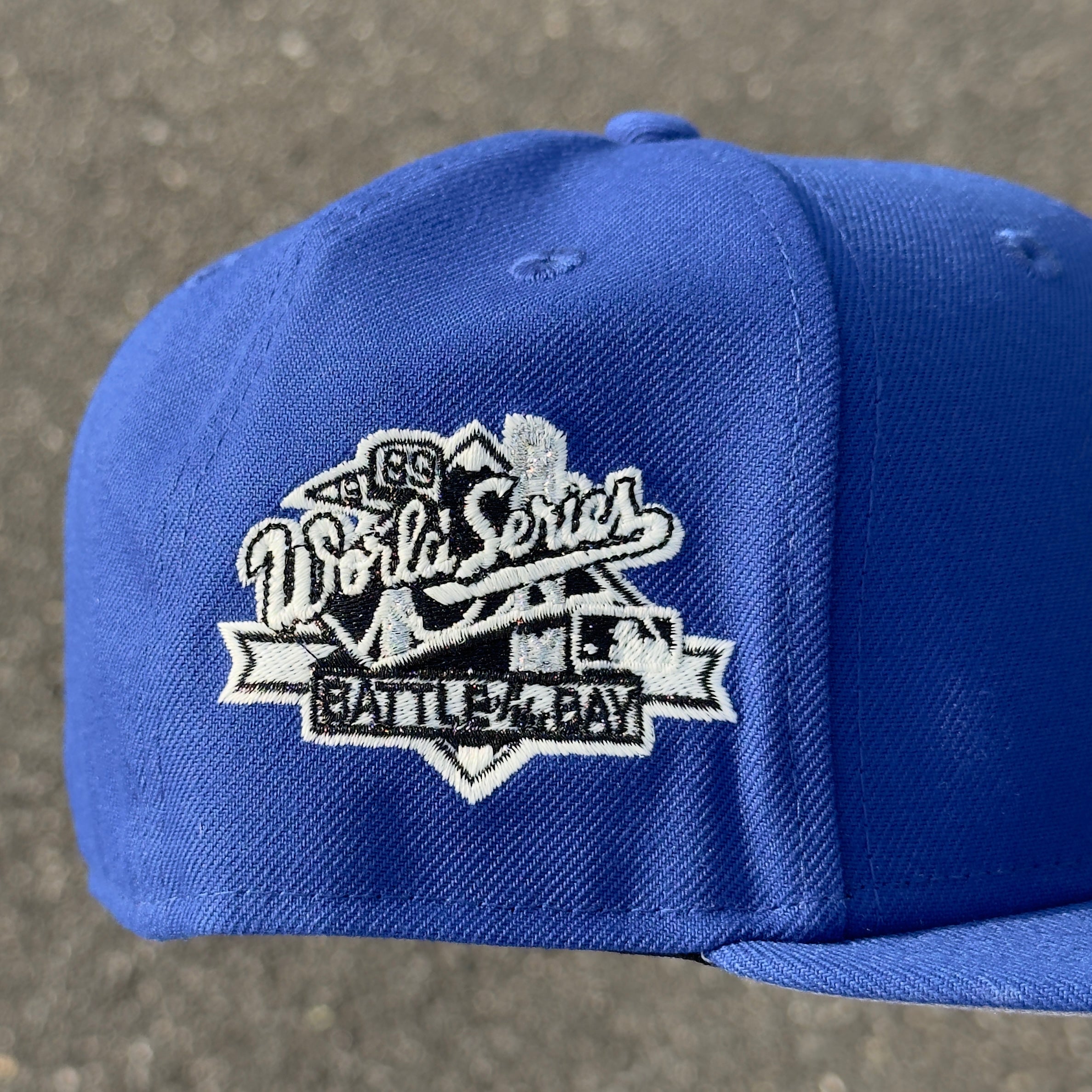 Oakland Athletics 1989 World Series Battle of the Bay Side Patch Fitted Hat New Era 5950 (Royal Blue/White/Black/Gray)