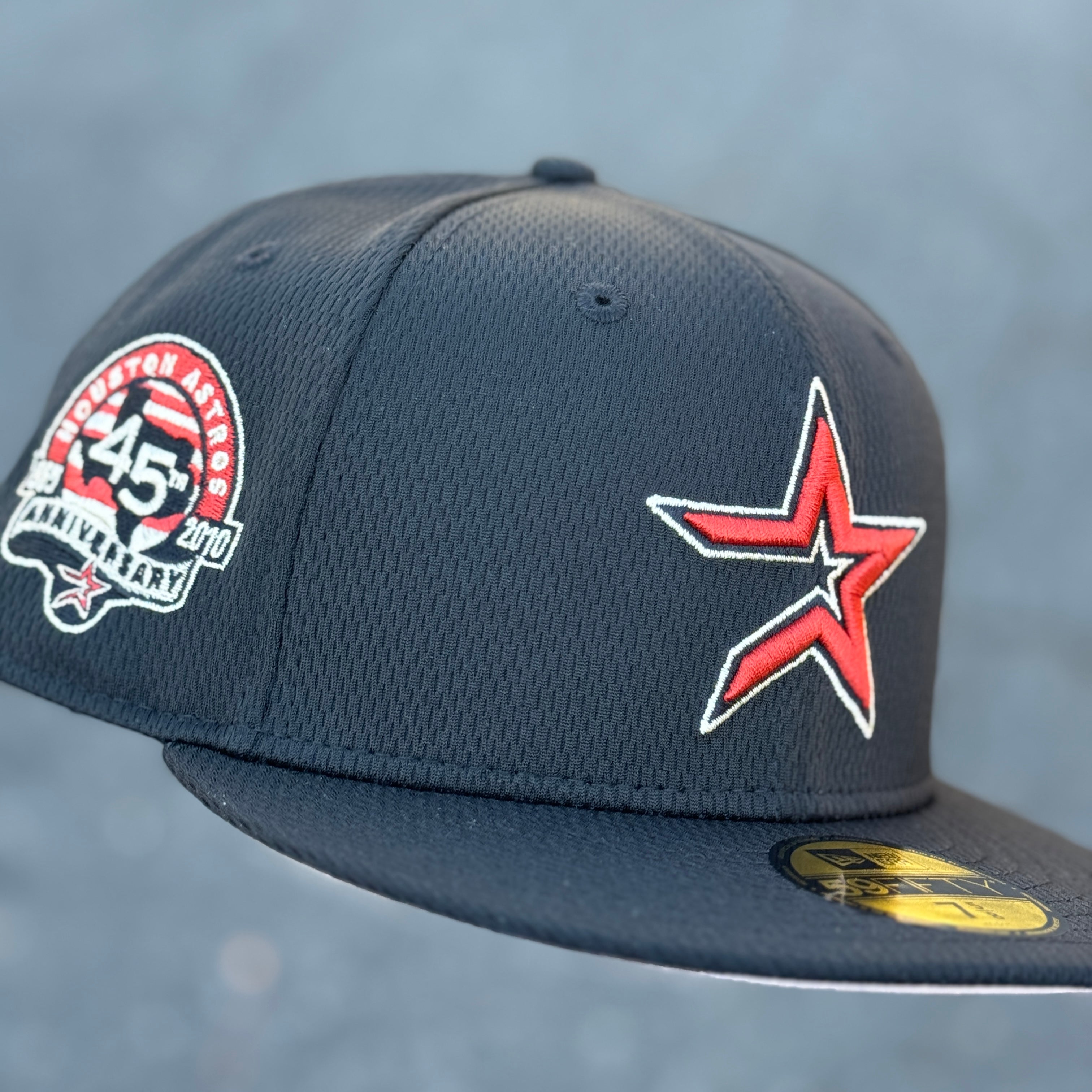 *Mesh* Houston Astros 45th Anniversary Side Patch Fitted Hat New Era 5950 (Black/Brick Red/Seashell/Pink)