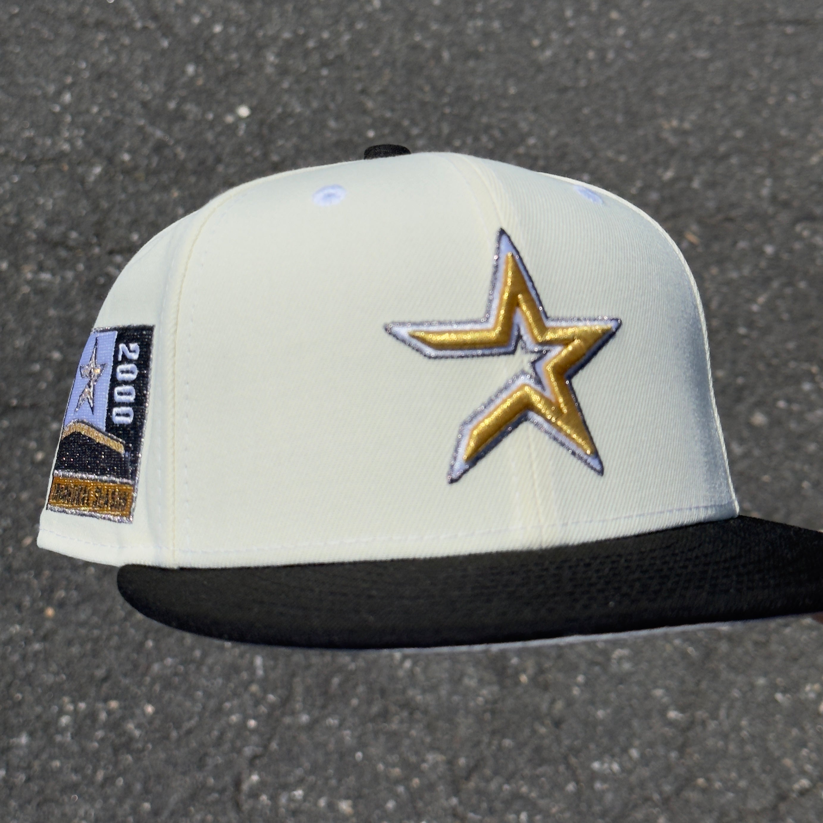 Houston Astros 2000 Inaugural Season Fitted Hat New Era 5950 (Off White/Black/Silver/Gold)