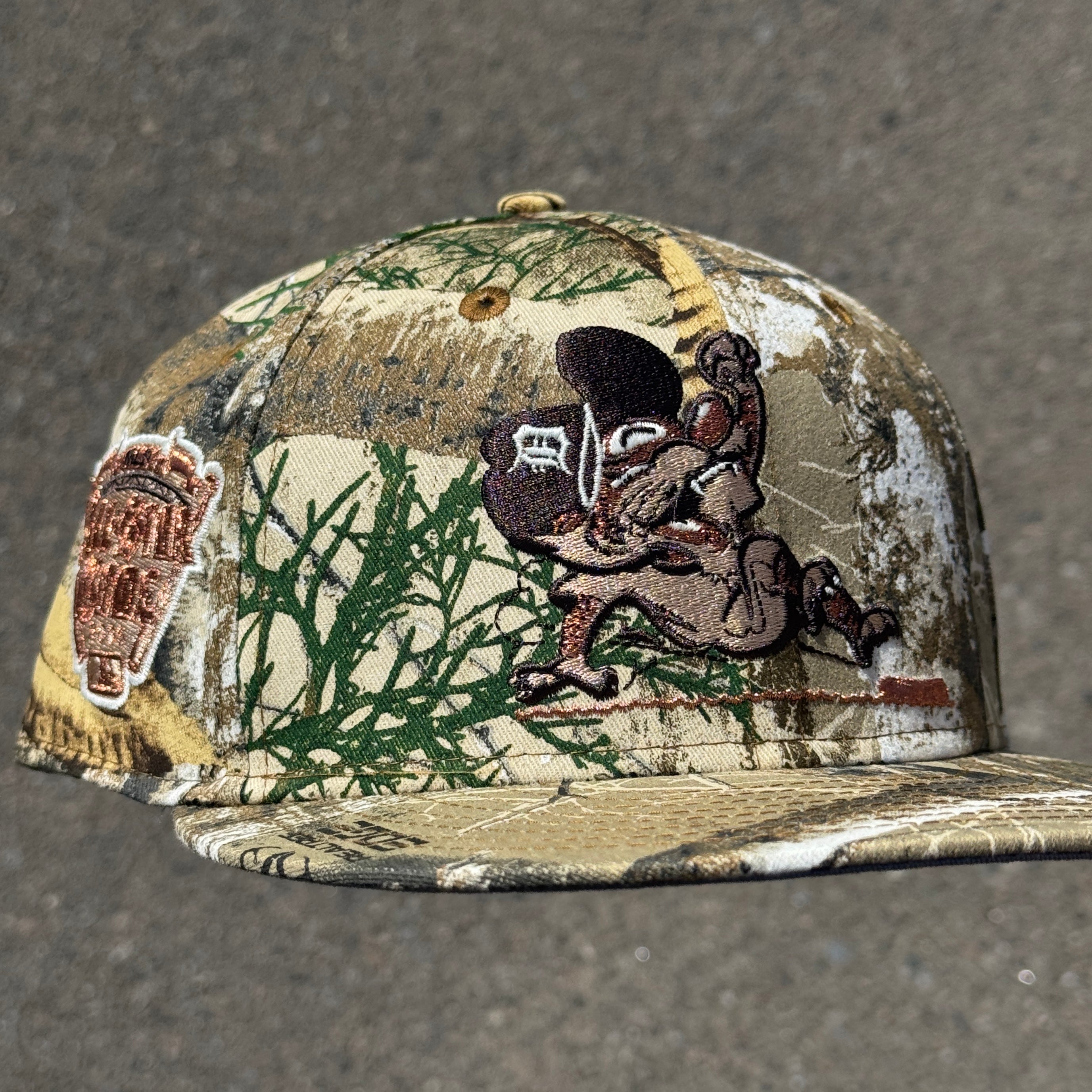 Detroit Tigers Real Tree 2005 All Star Game Side Patch Fitted Hat New Era 5950 (Real Tree/Brown/Tan/Copper/Gray)