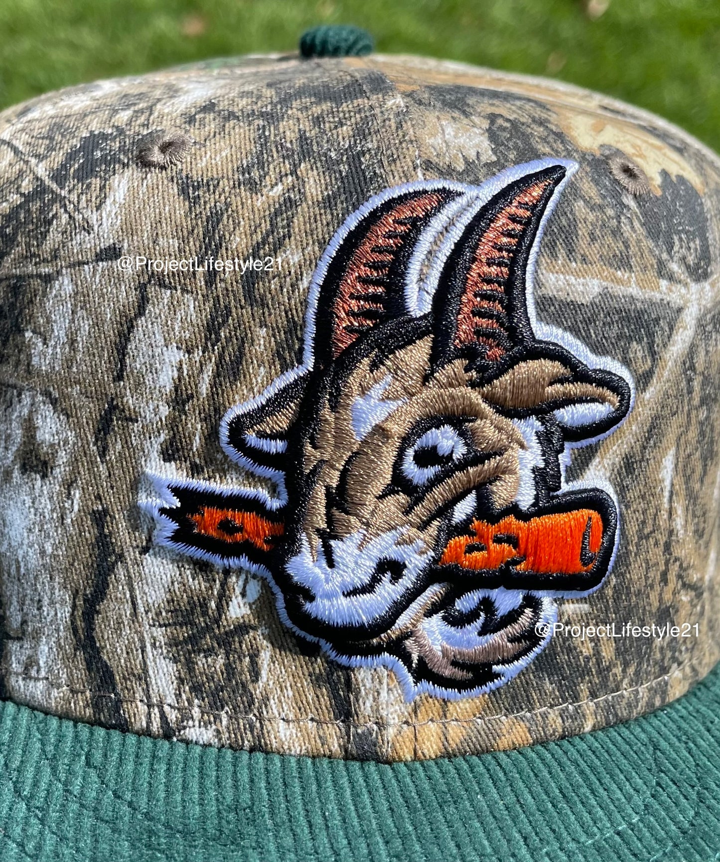 Hartford Yard Goats Real Tree Camo 2021 All Star Bash Patch Fitted Hat (Real Tree/Green)