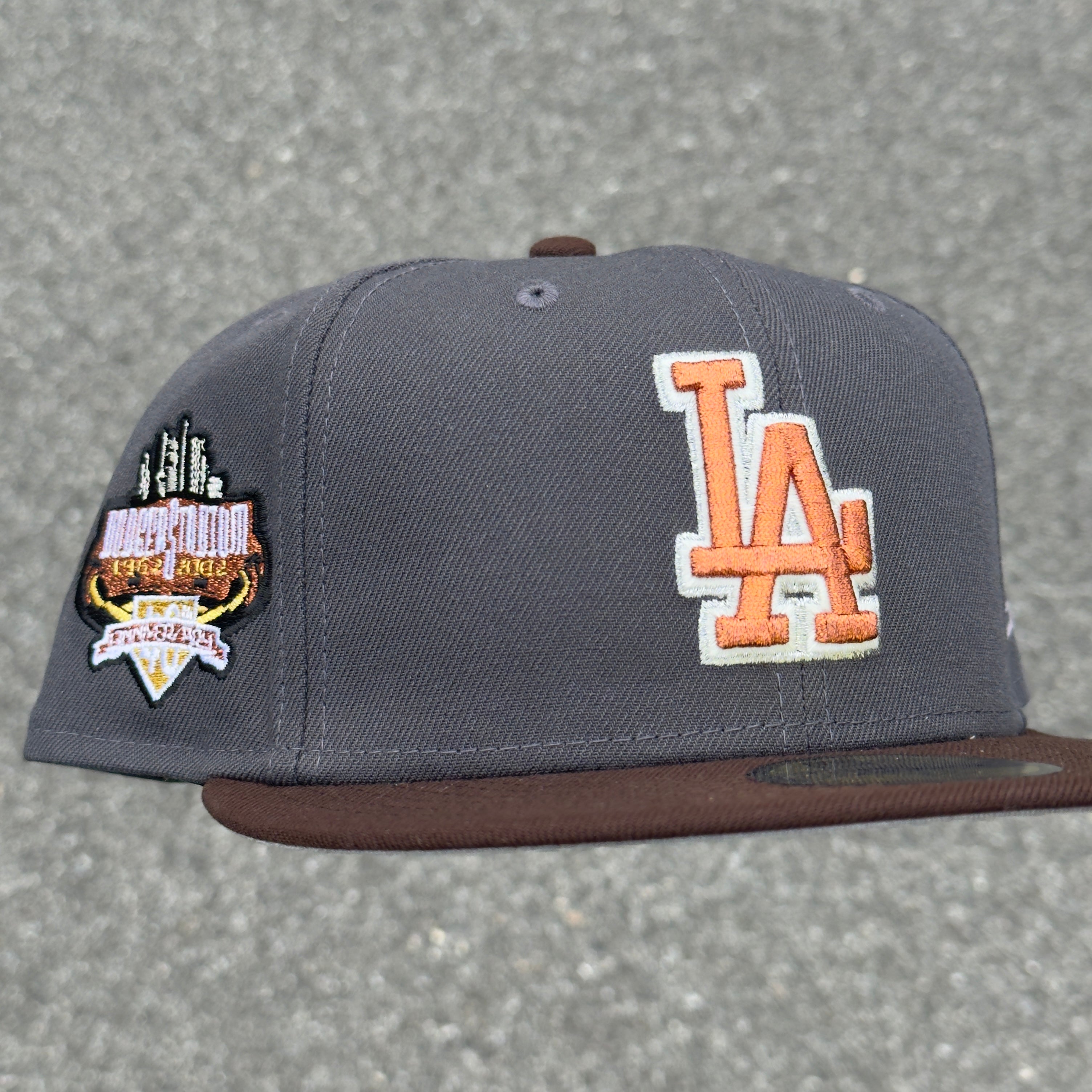 Los Angeles Dodgers 40th Anniversary Side Patch Fitted Hat New Era 5950 (Dark Gray/Brown/White/Copper/Gold/Gray)